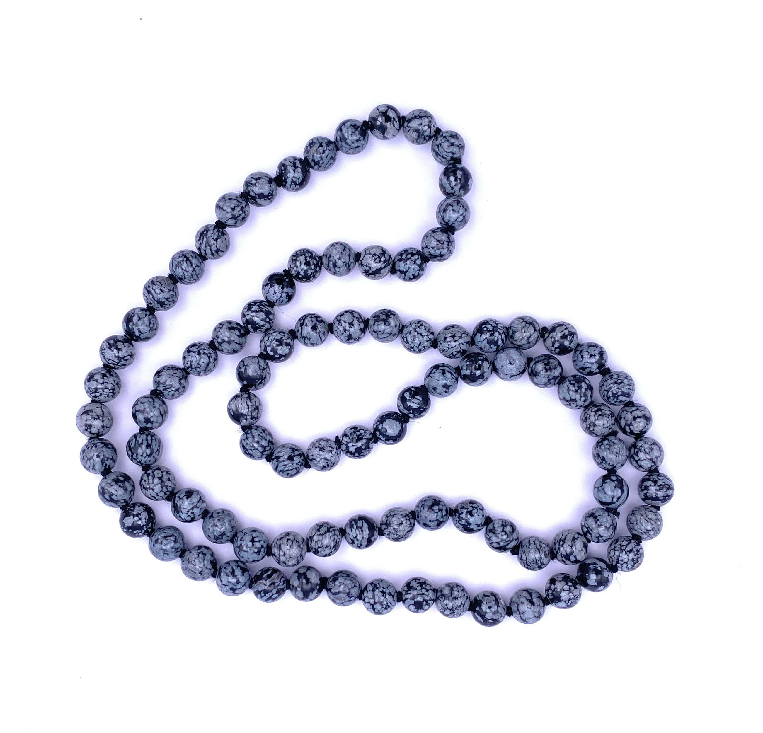 Lange Schneeflocken-Obsidian Halskette 8mm