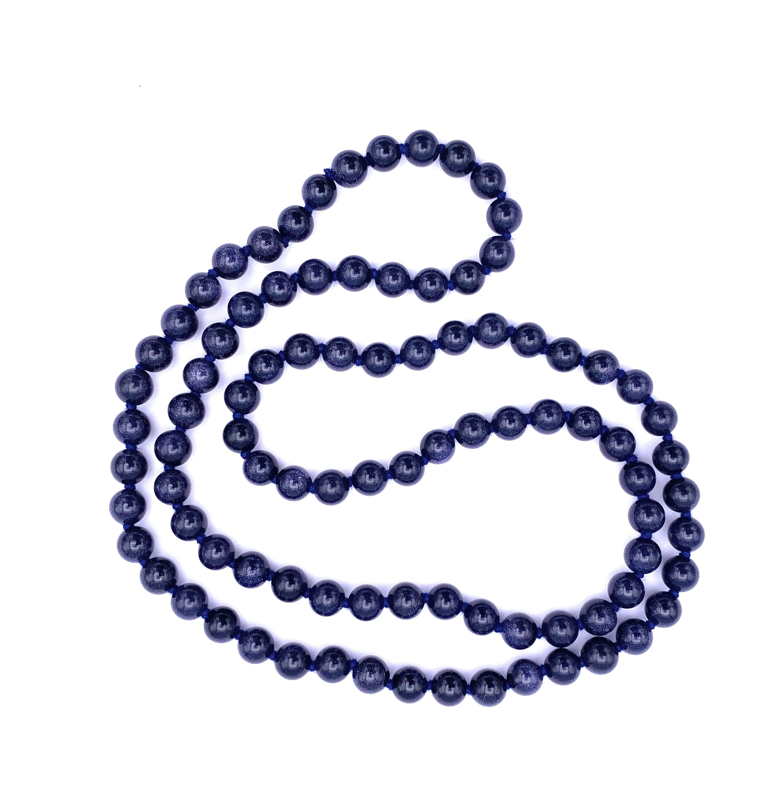 Lange Blaufluss Kugel Halskette 8mm