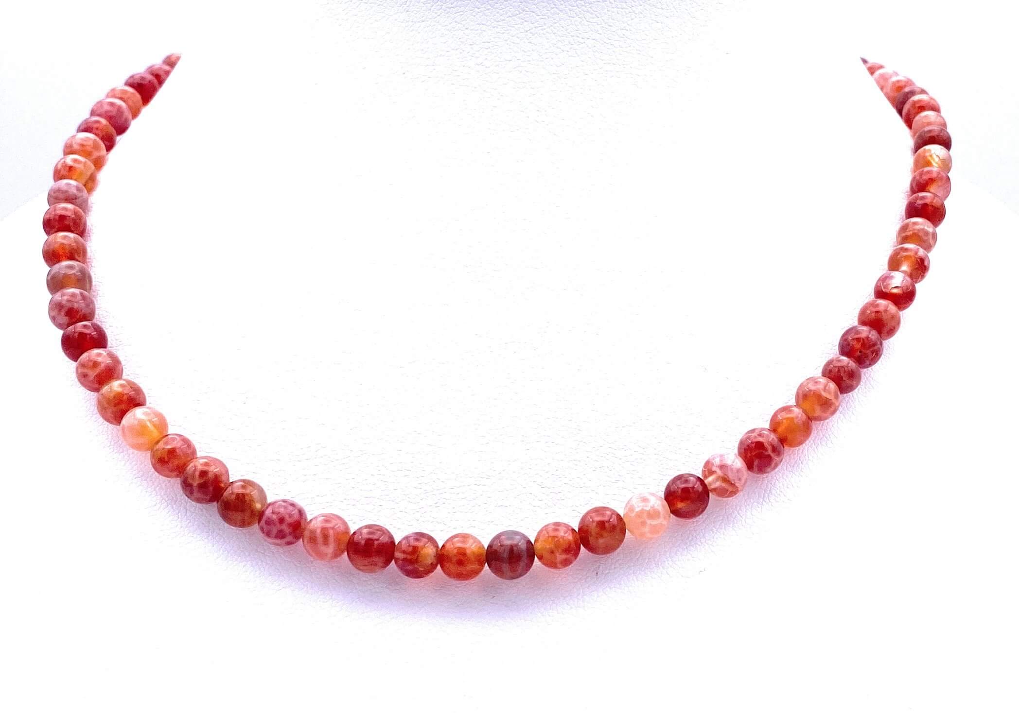 Feuer-Achat Kugel Halskette 6mm