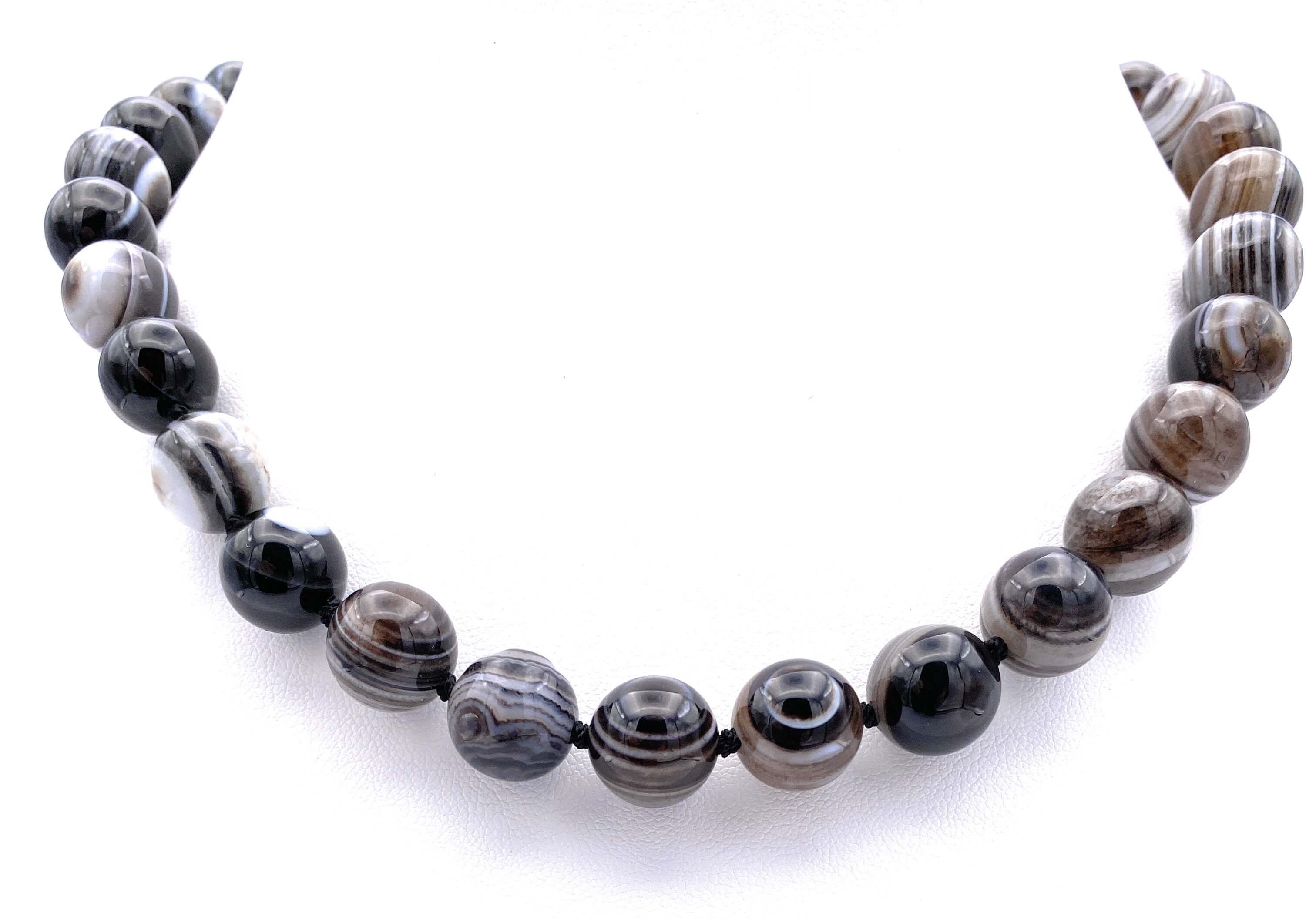 Streifen-Achat Halskette 12mm