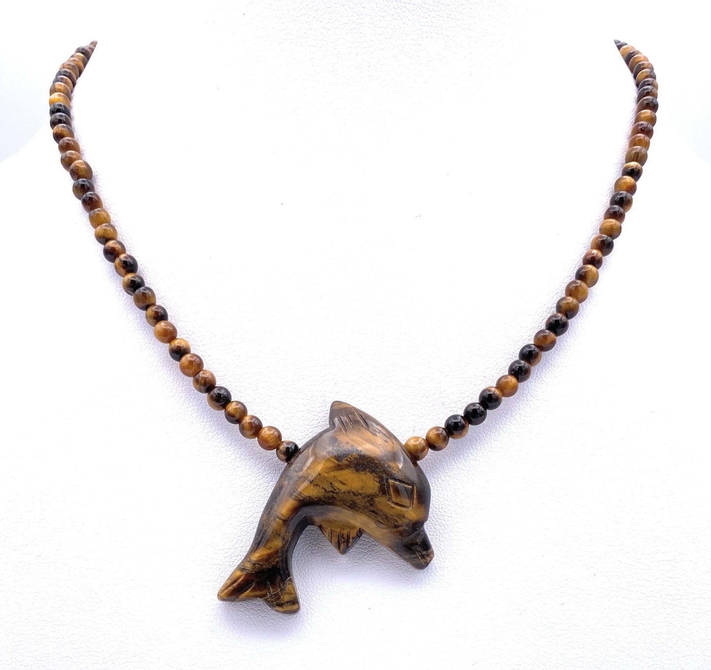 Tigerauge Halskette mit Delphin Anhänger