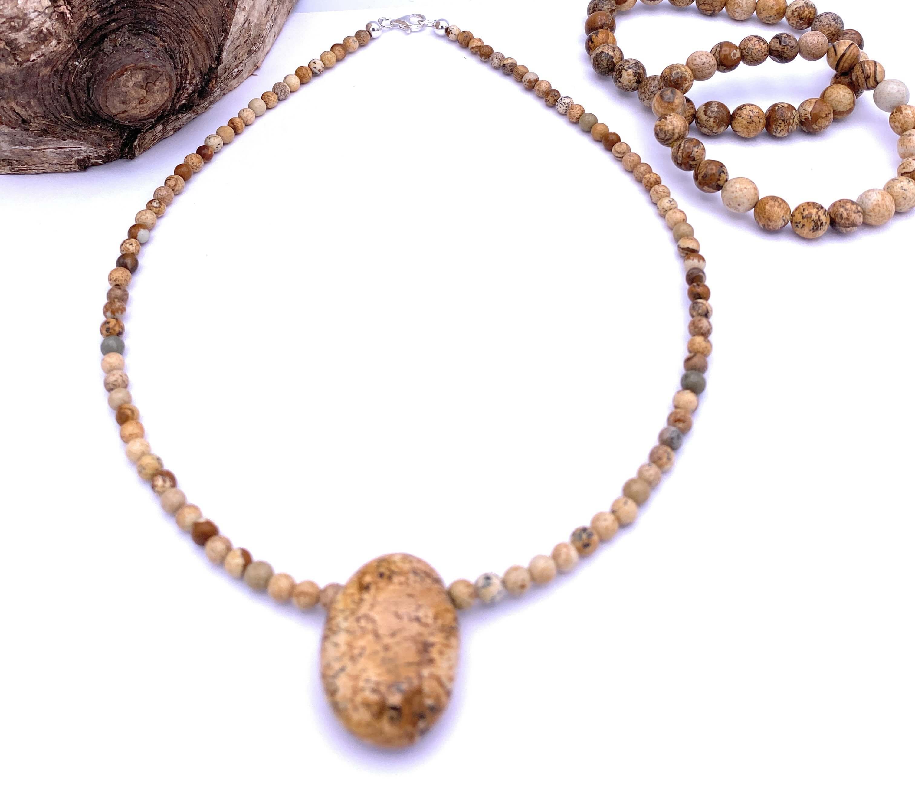 Landschafts-Jaspis Halskette mit Anhänger