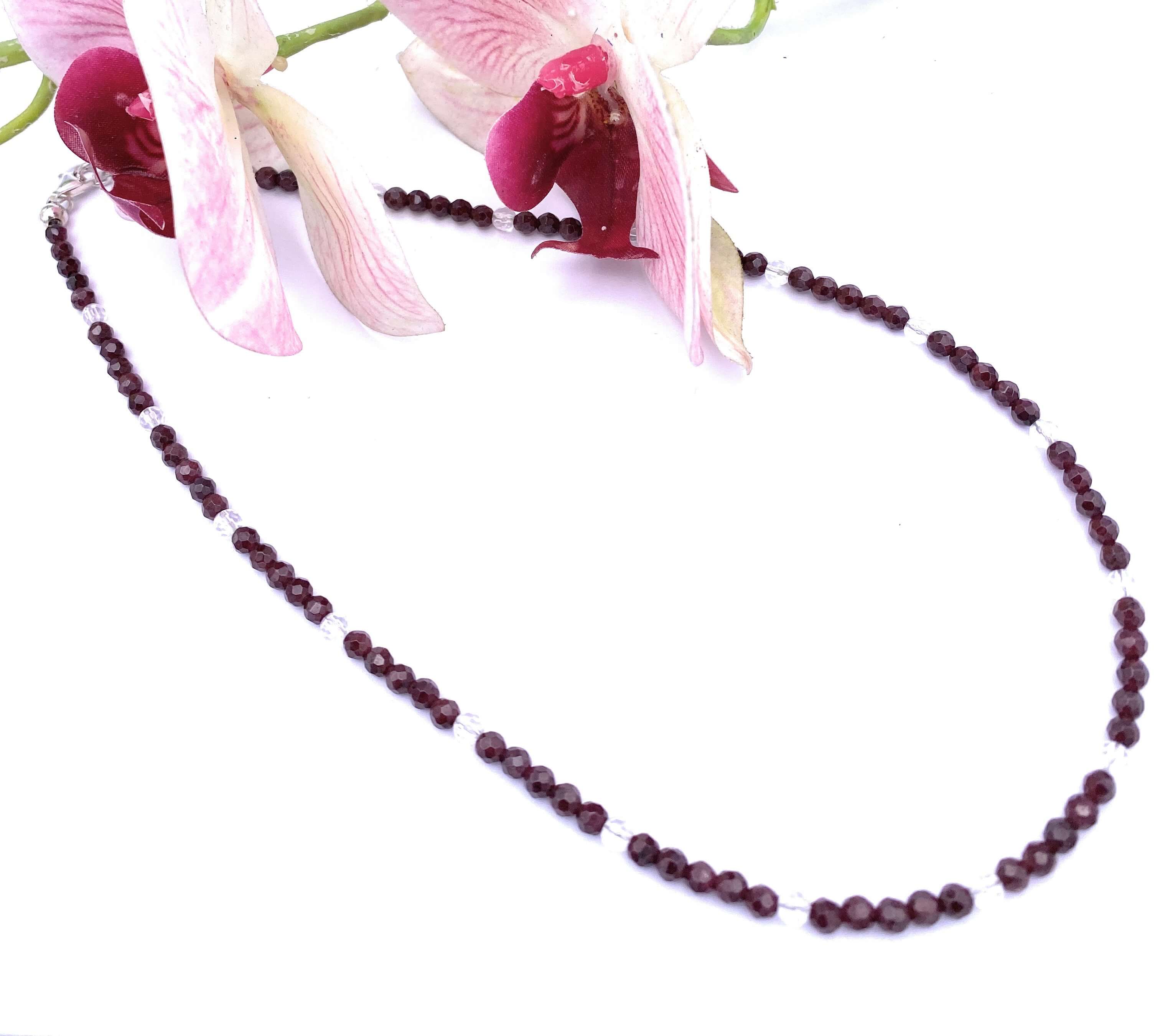 Granat Halskette mit Bergkristall