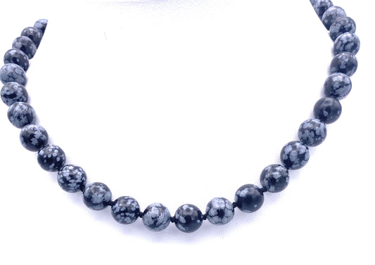 Schneeflocken-Obsidian Halskette 10mm