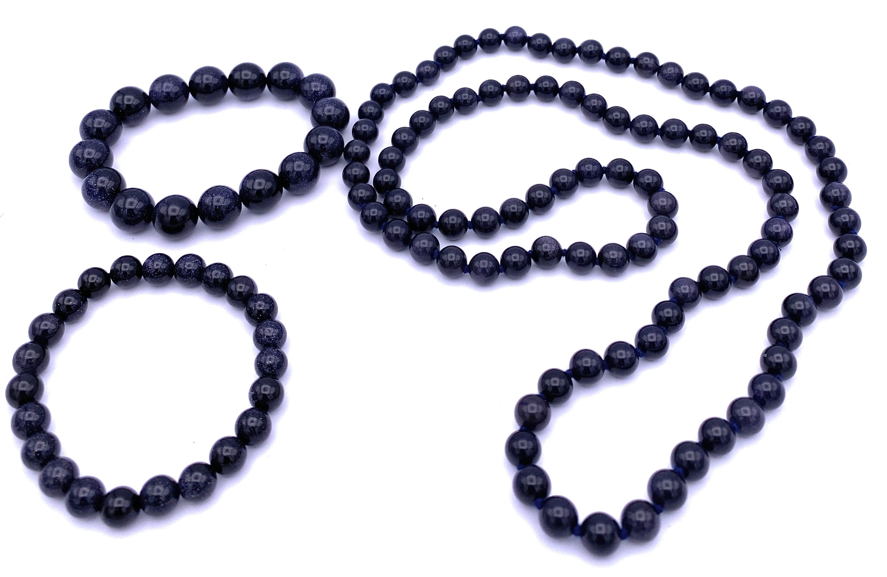 Lange Blaufluss Kugel Halskette 8mm