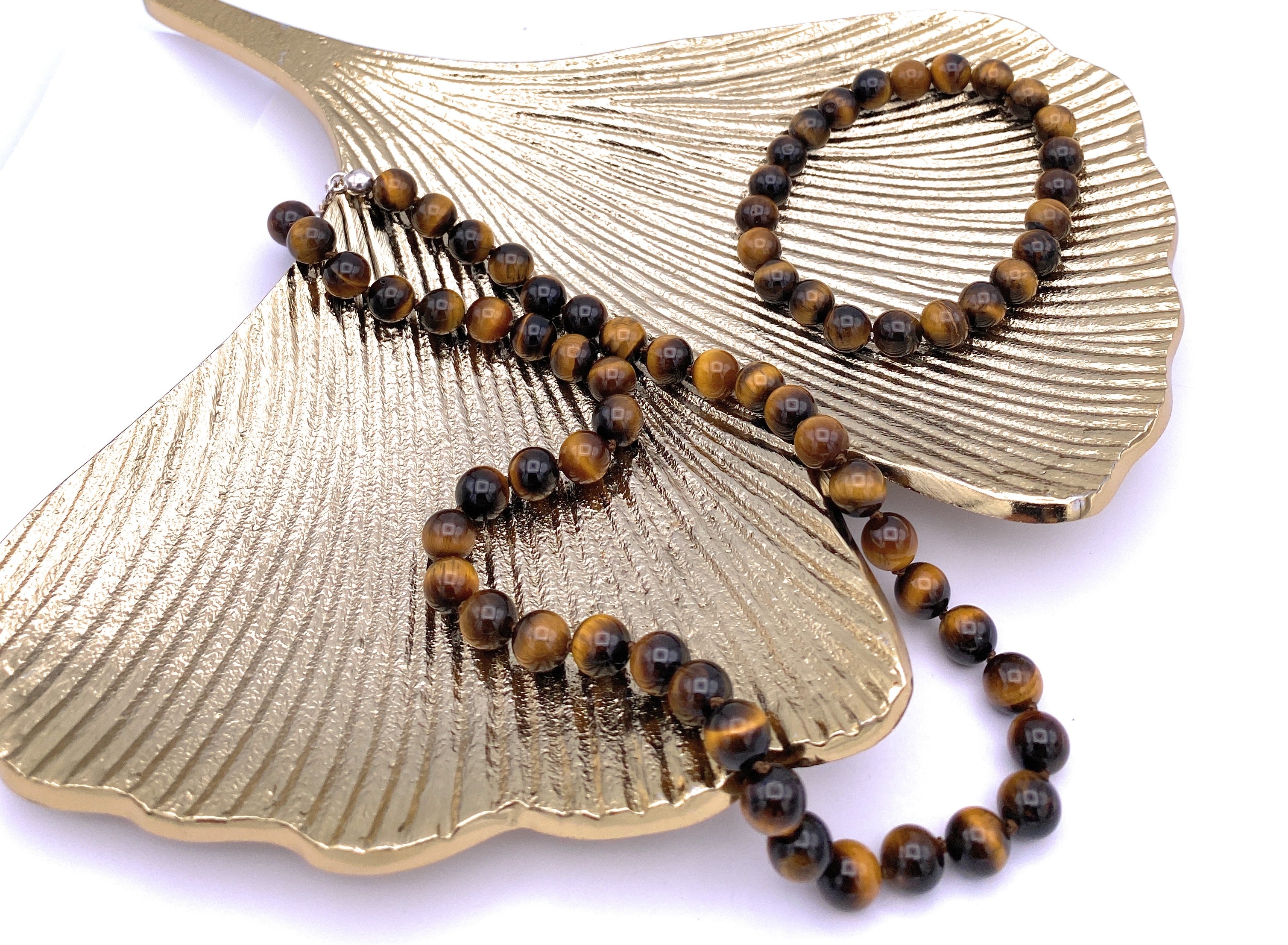 Tigerauge Kugel Halskette 8mm