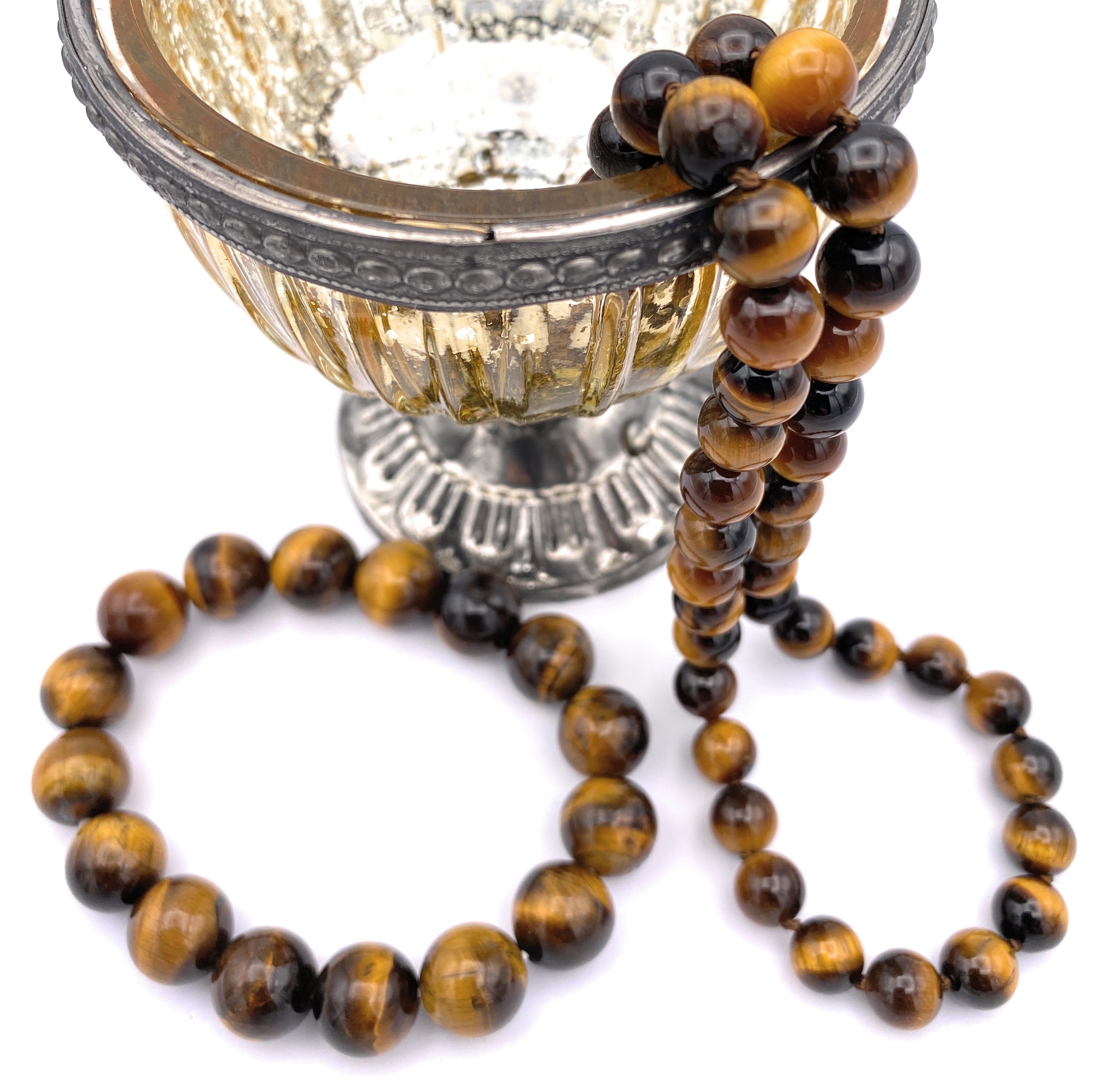 Tigerauge Kugel Halskette 8mm