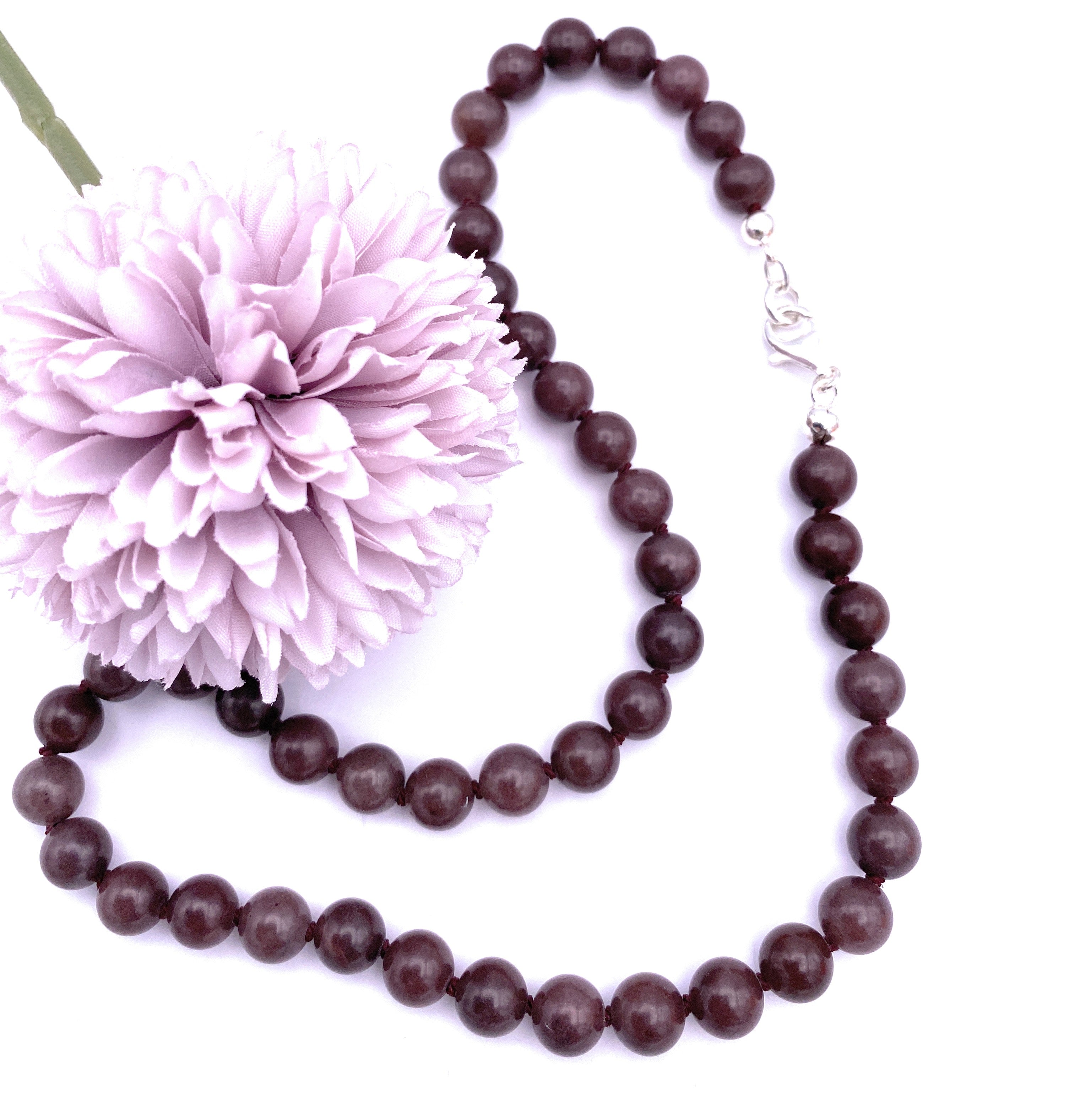 Lavendel-Aventurin Kugel Halskette 8mm