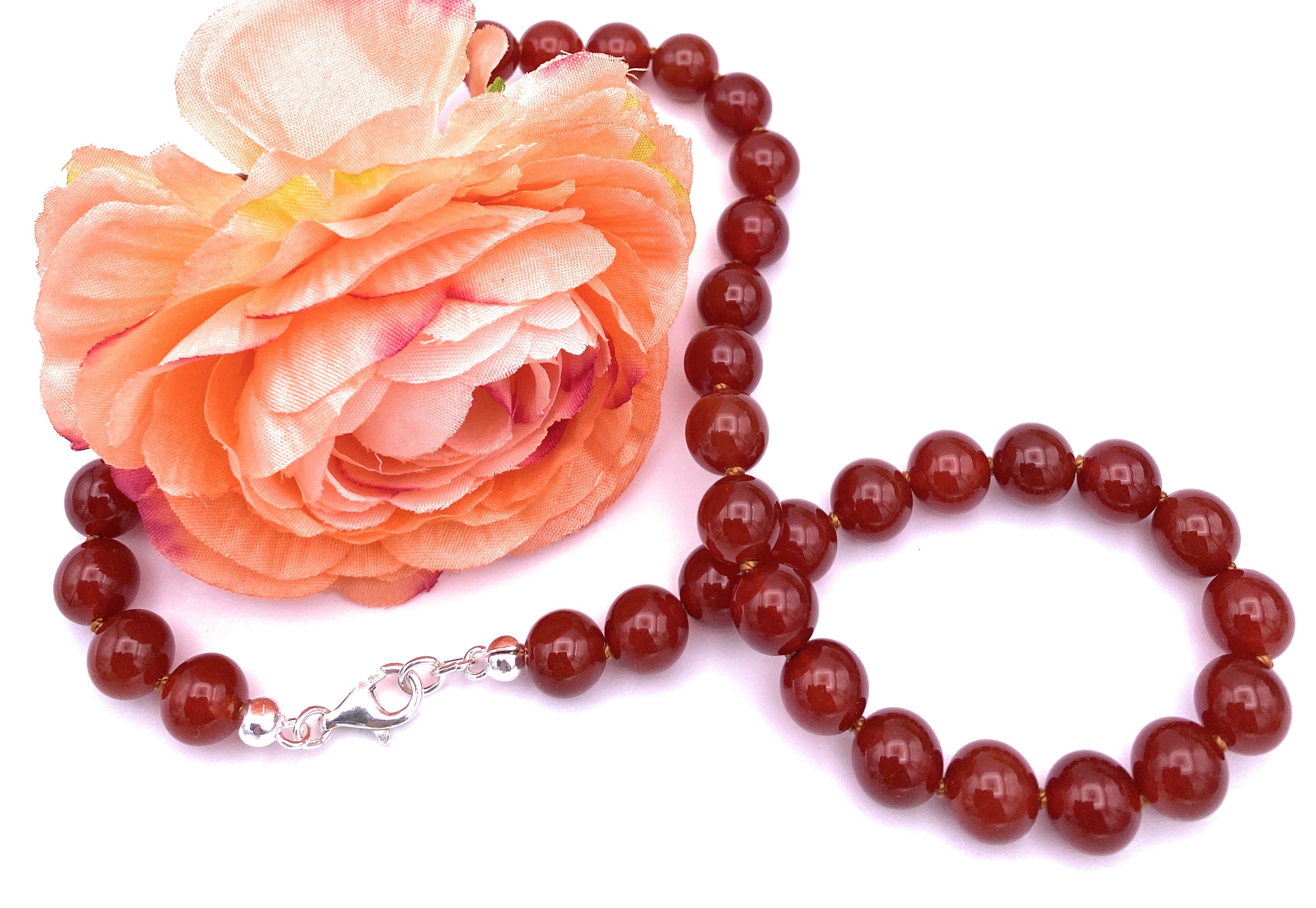 Carneol Kugel Halskette 10mm