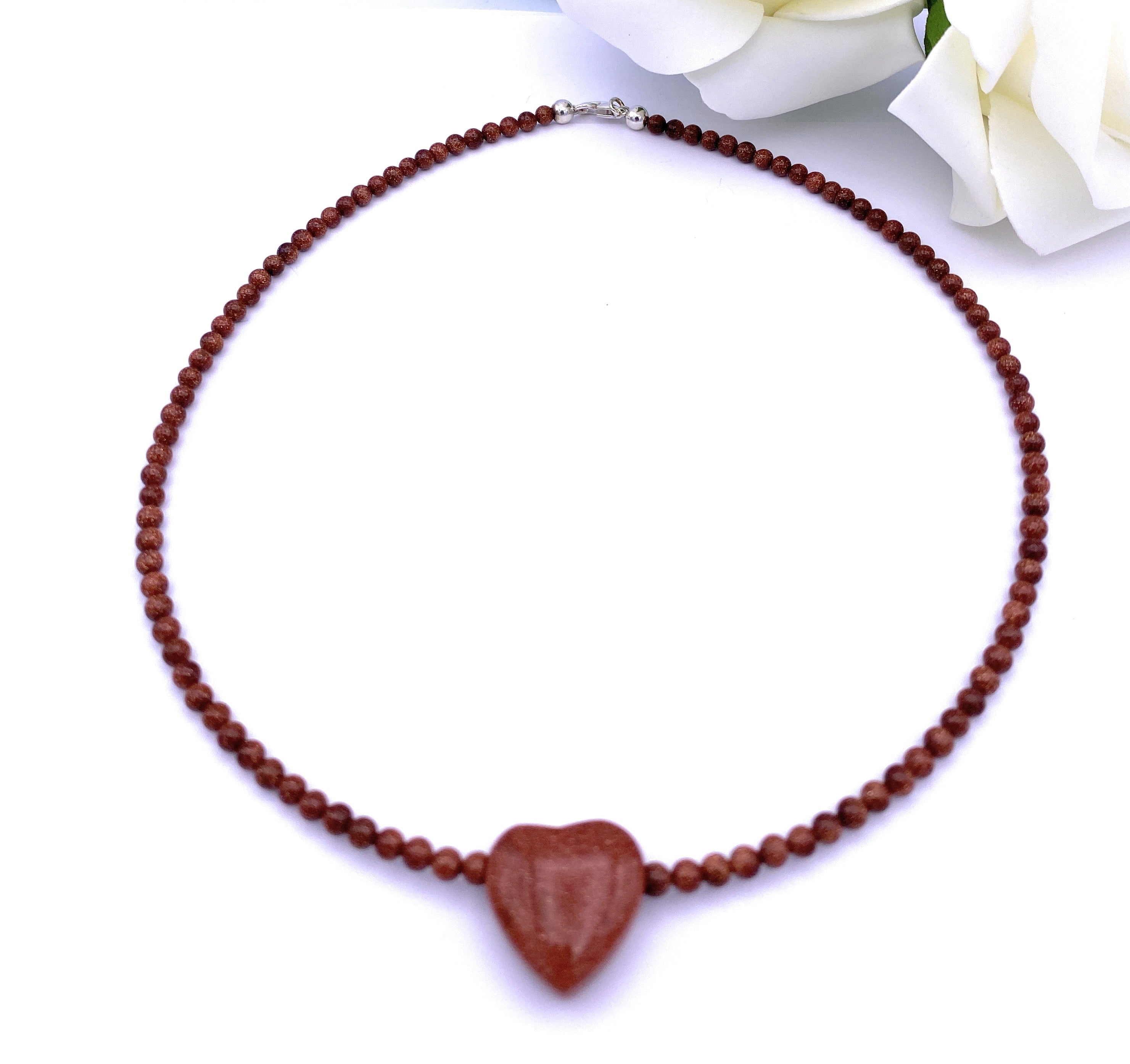 Goldfluss Kugel Halskette mit Herz