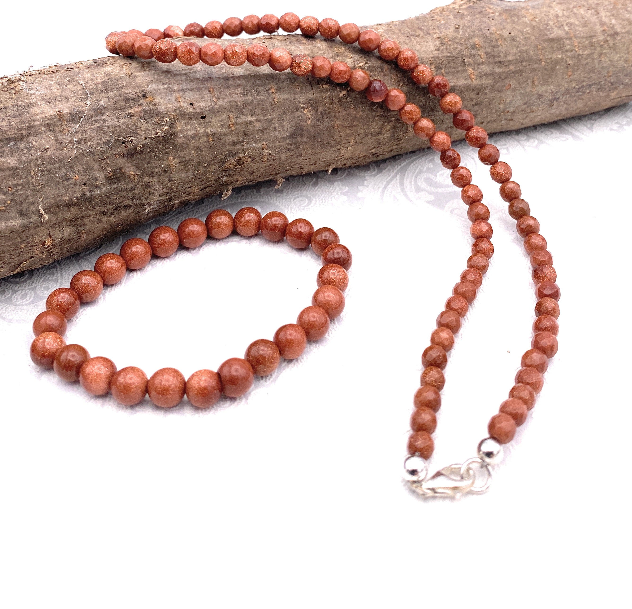 Facettierte Goldfluss Halskette