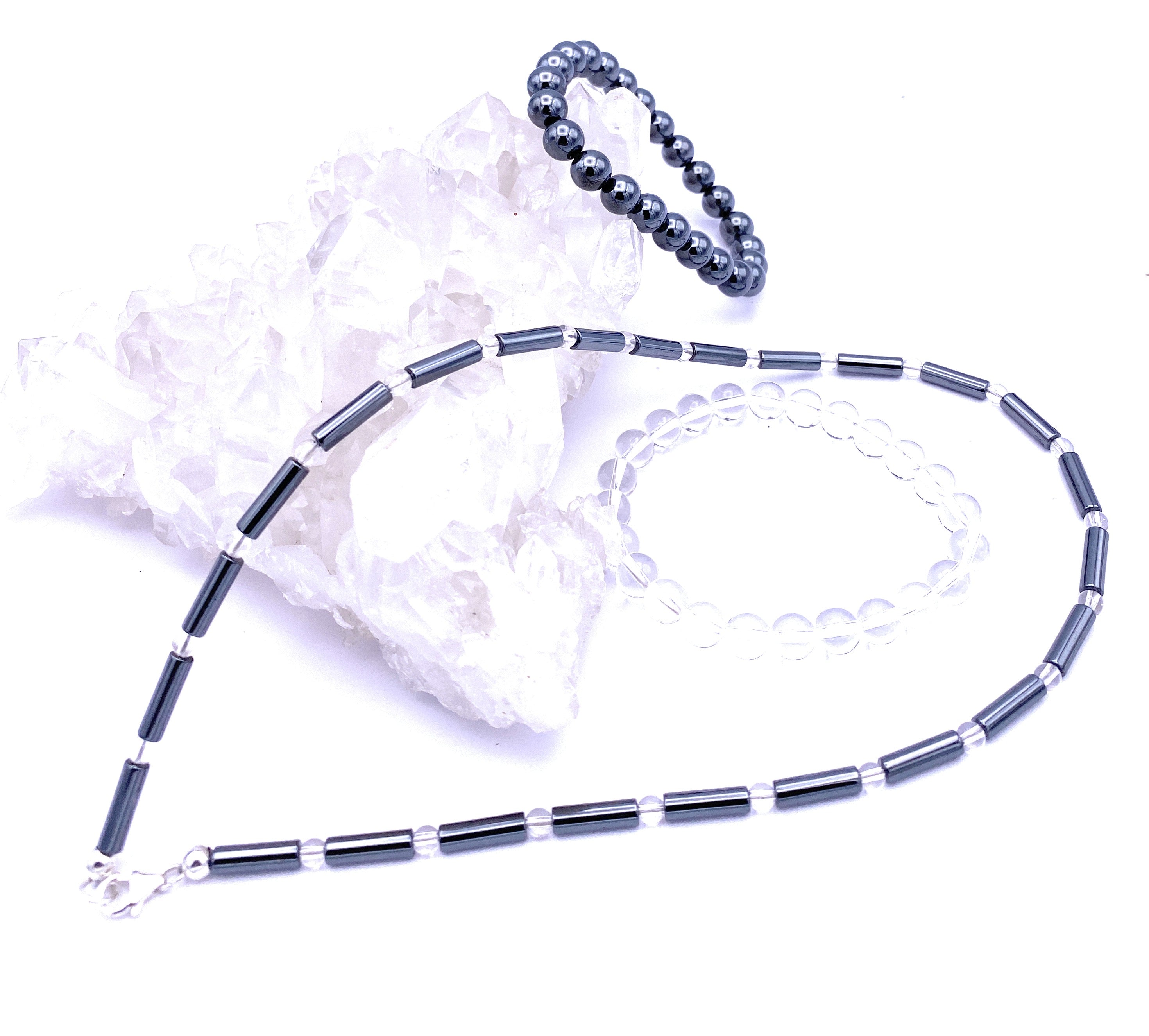 Hämatin Walzenkette mit Bergkristall