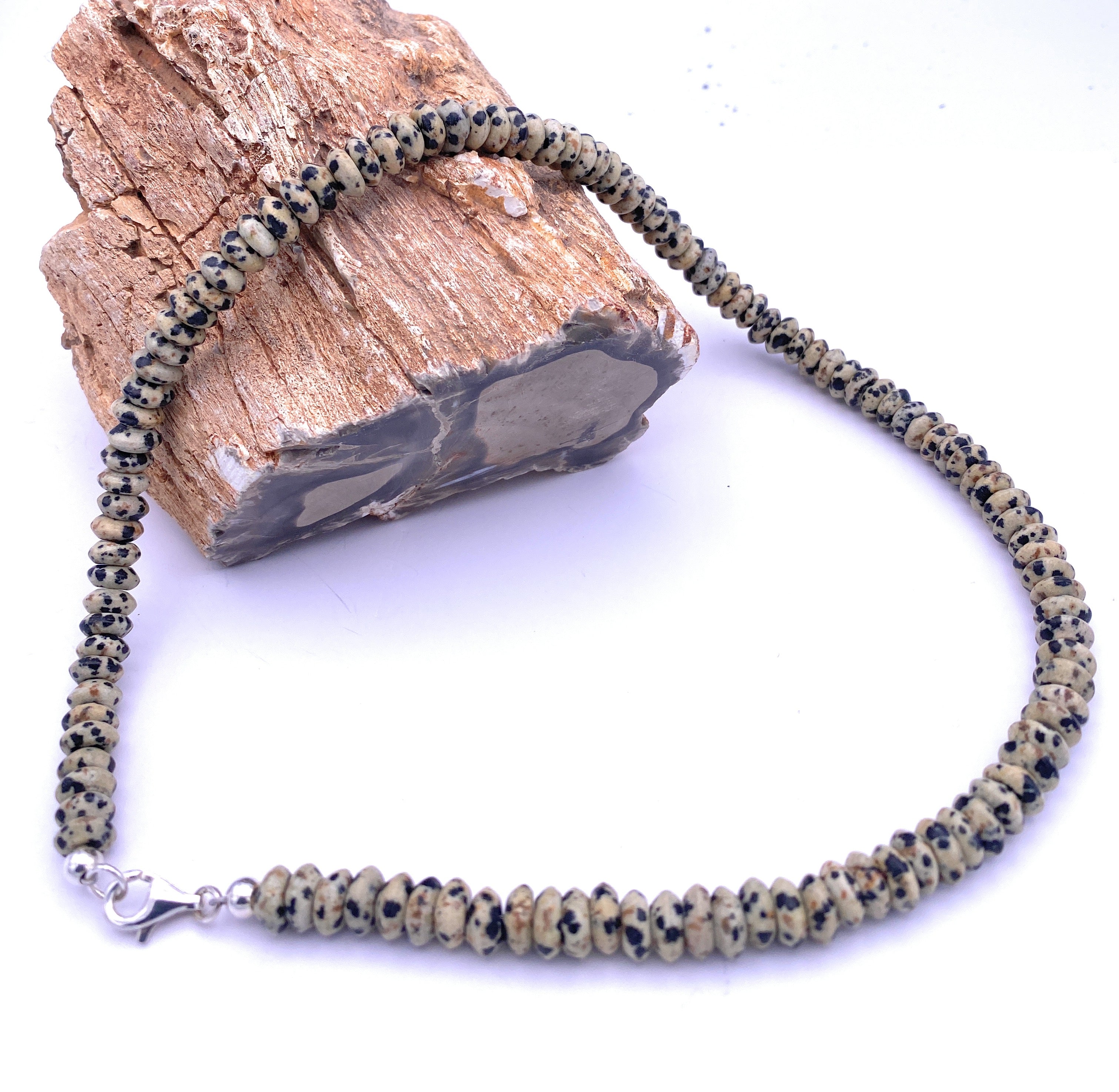 Dalmatiner-Jaspis  Linsen Halskette 10mm