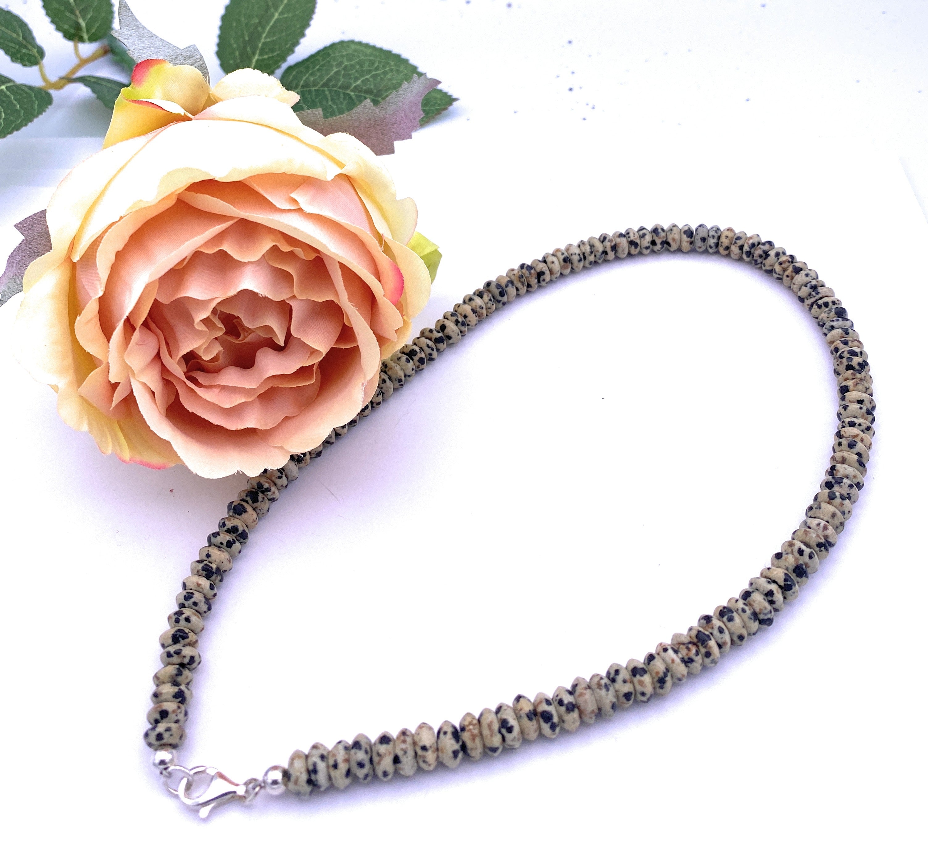 Dalmatiner-Jaspis  Linsen Halskette 10mm