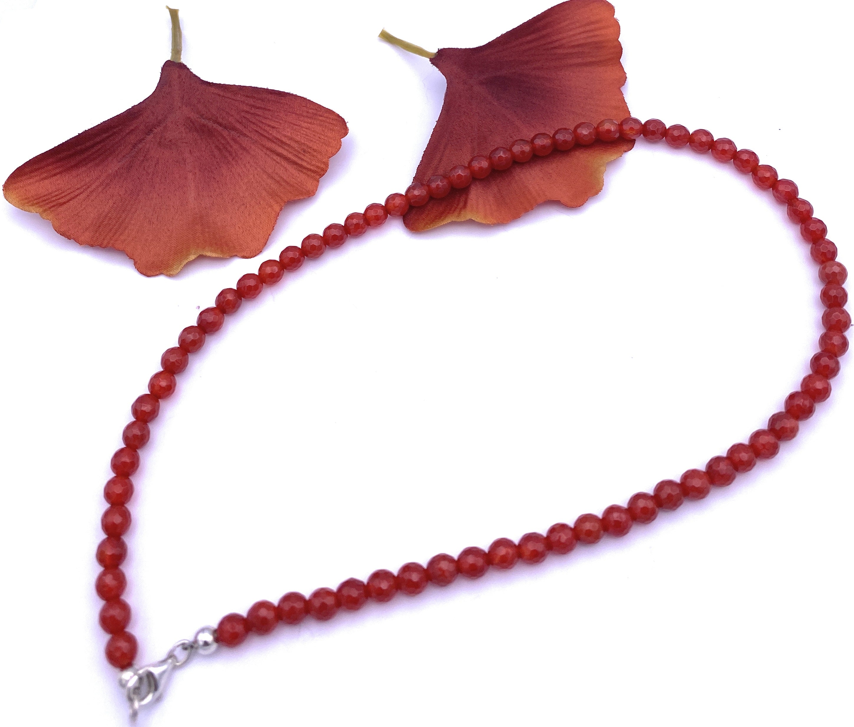 Facettierte Carneol Kugel Halskette 6mm