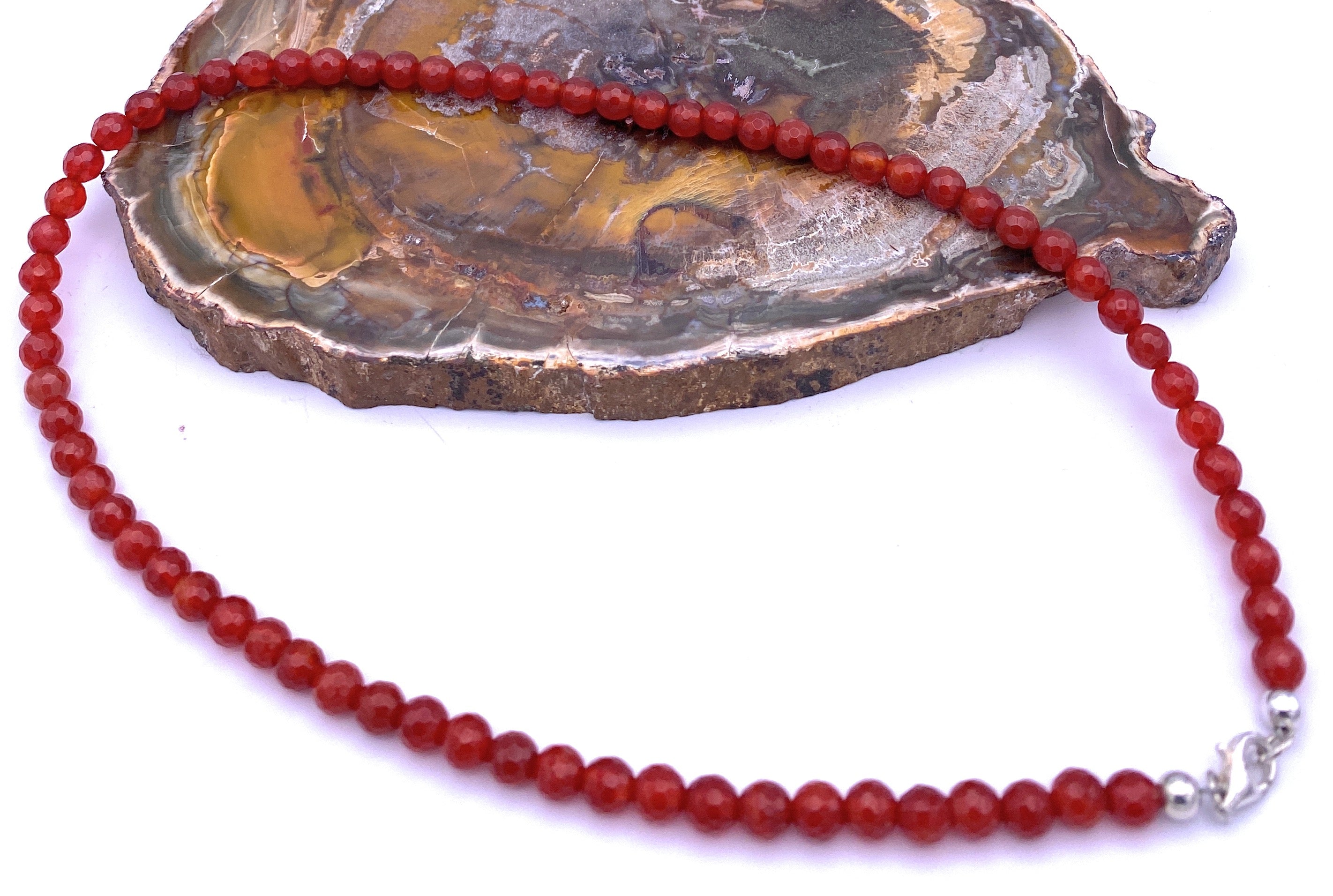 Facettierte Carneol Kugel Halskette 6mm