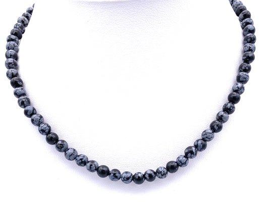 Schneeflocken-Obsidian Halskette 6mm