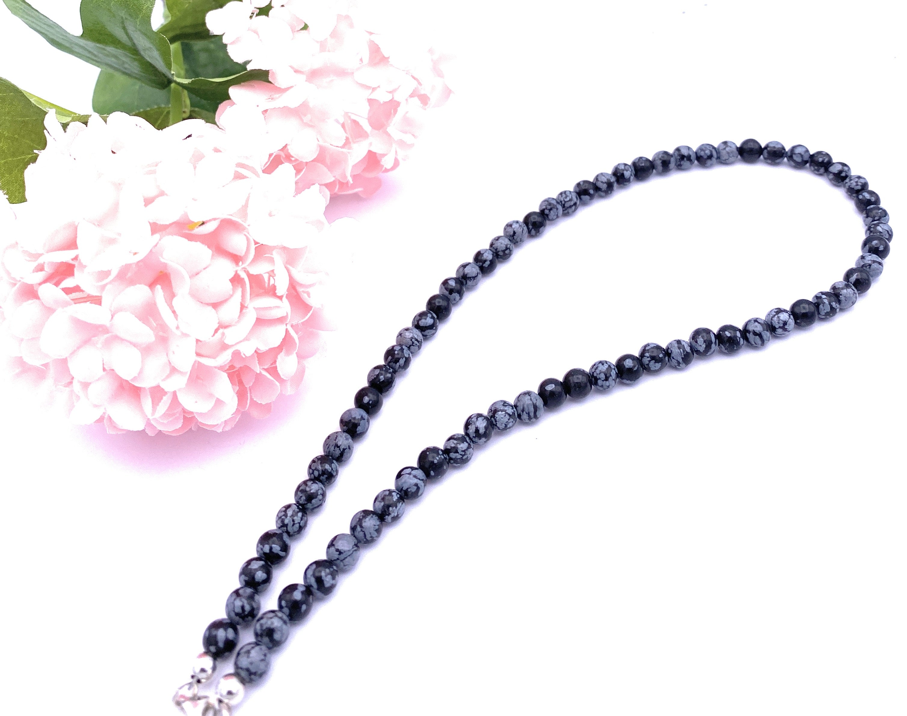 Schneeflocken-Obsidian Halskette 6mm