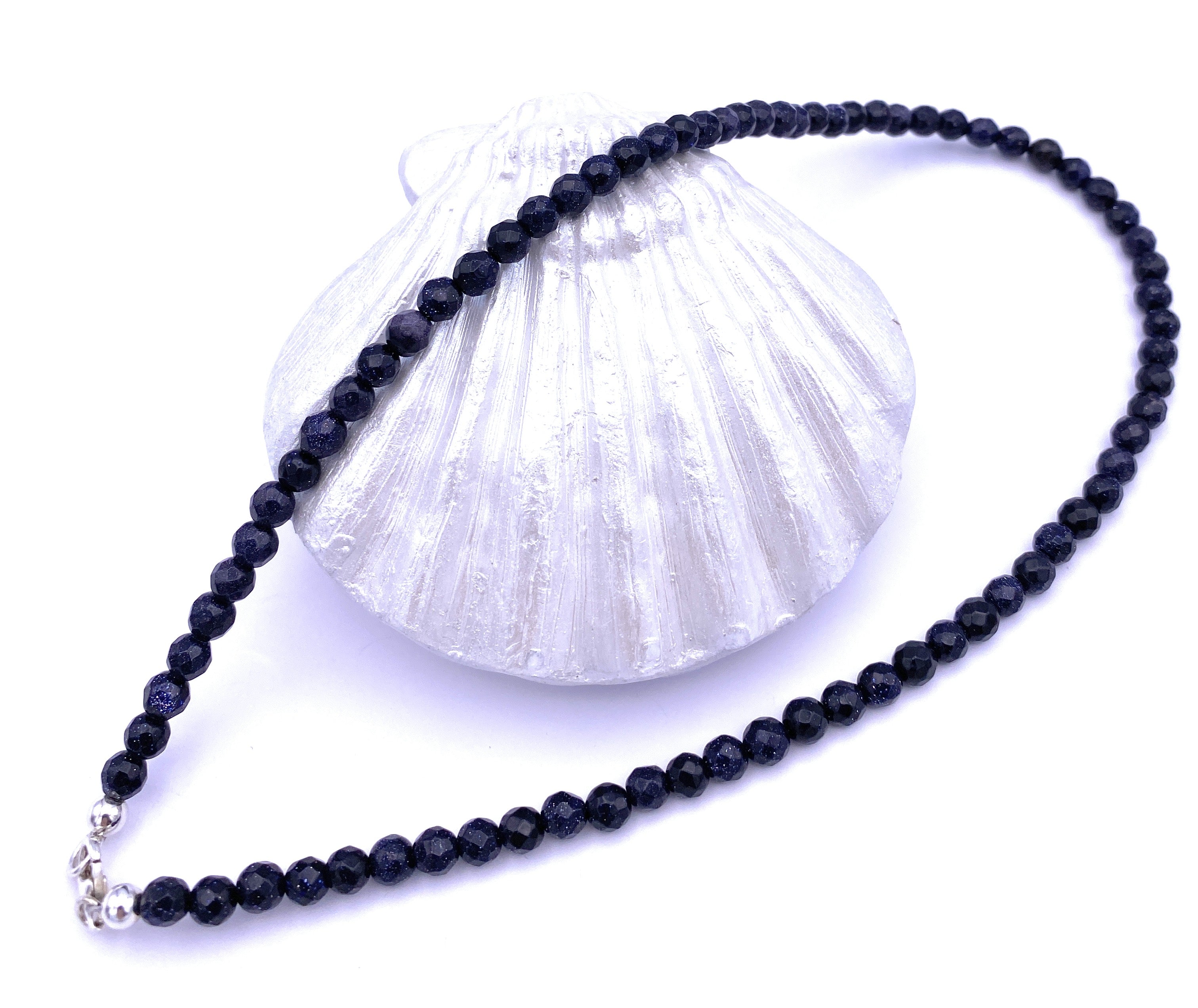 Facettierte Blaufluss Halskette 6mm