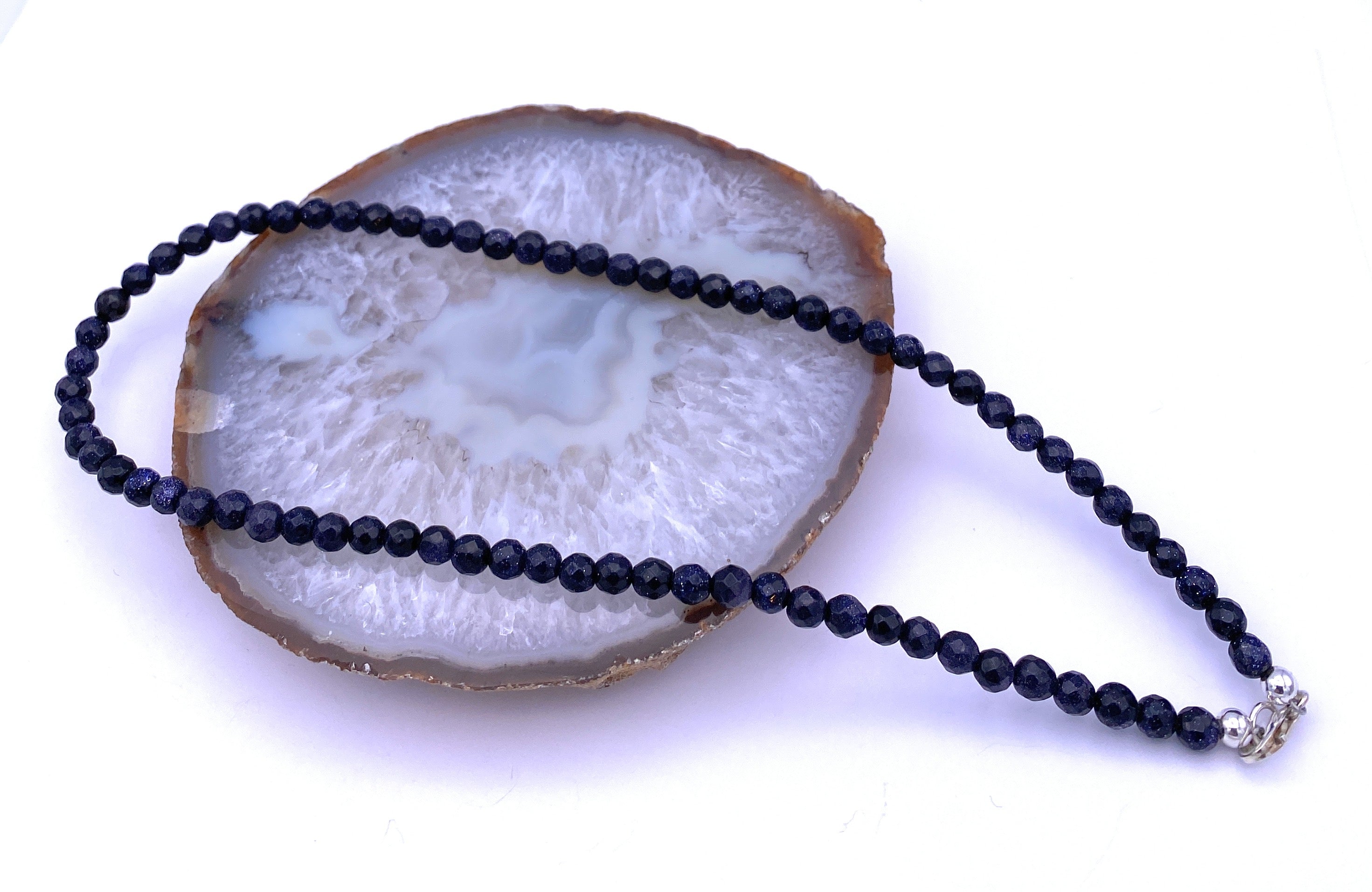 Facettierte Blaufluss Halskette 6mm