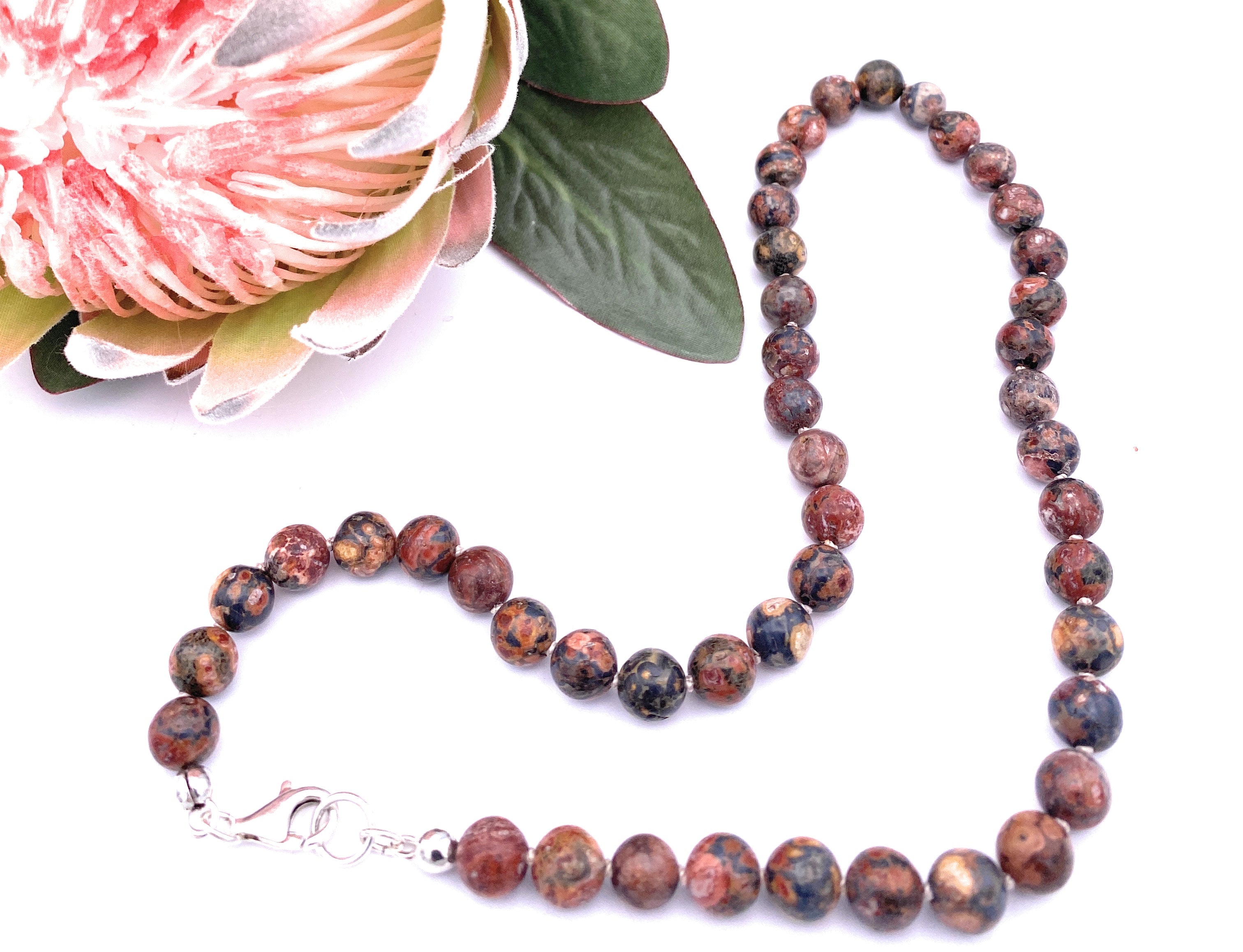 Leoparden-Jaspis Kugel Halskette 8mm