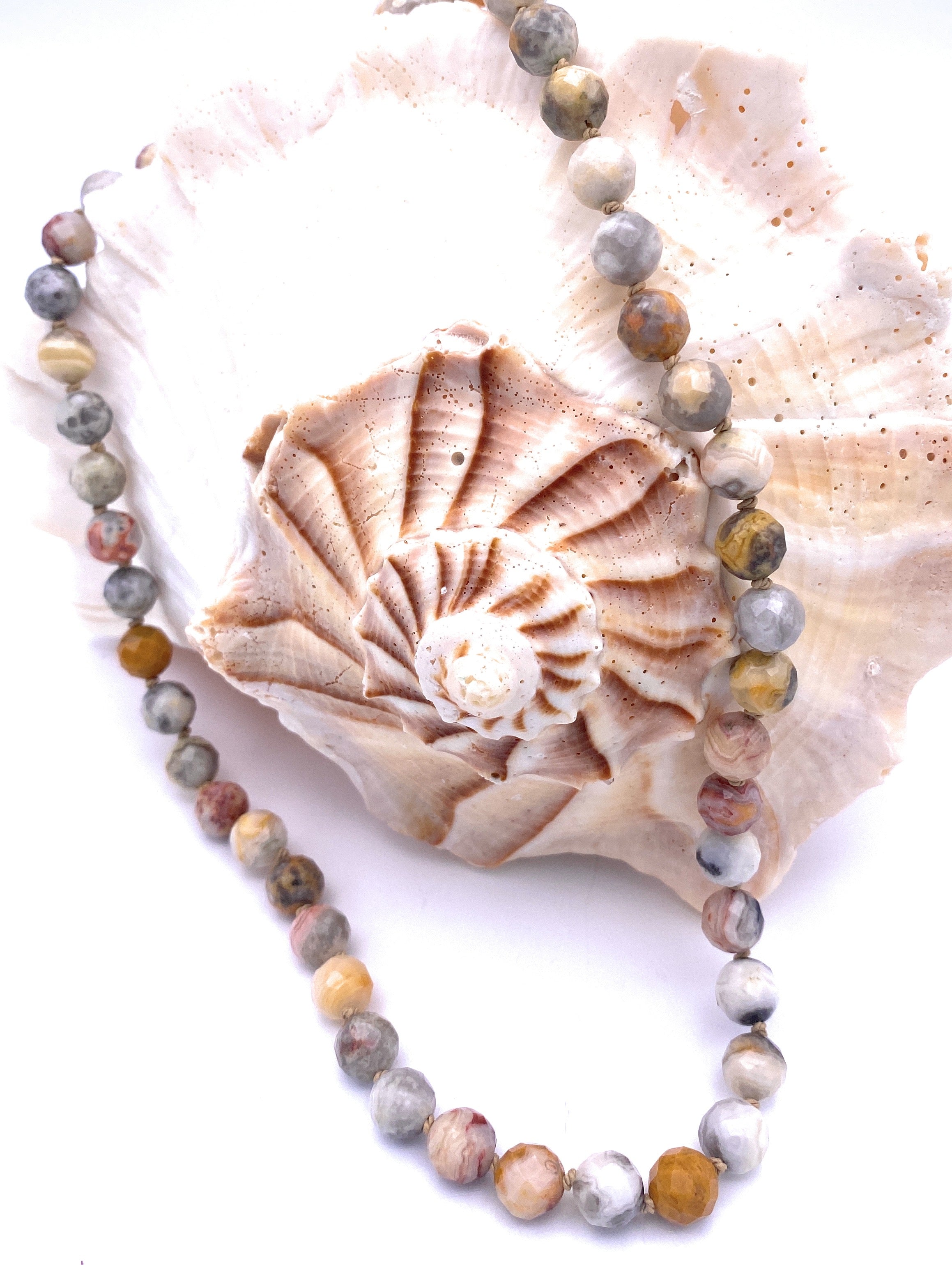 Facettierte Achat "Crazy-Lace" Halskette 8mm