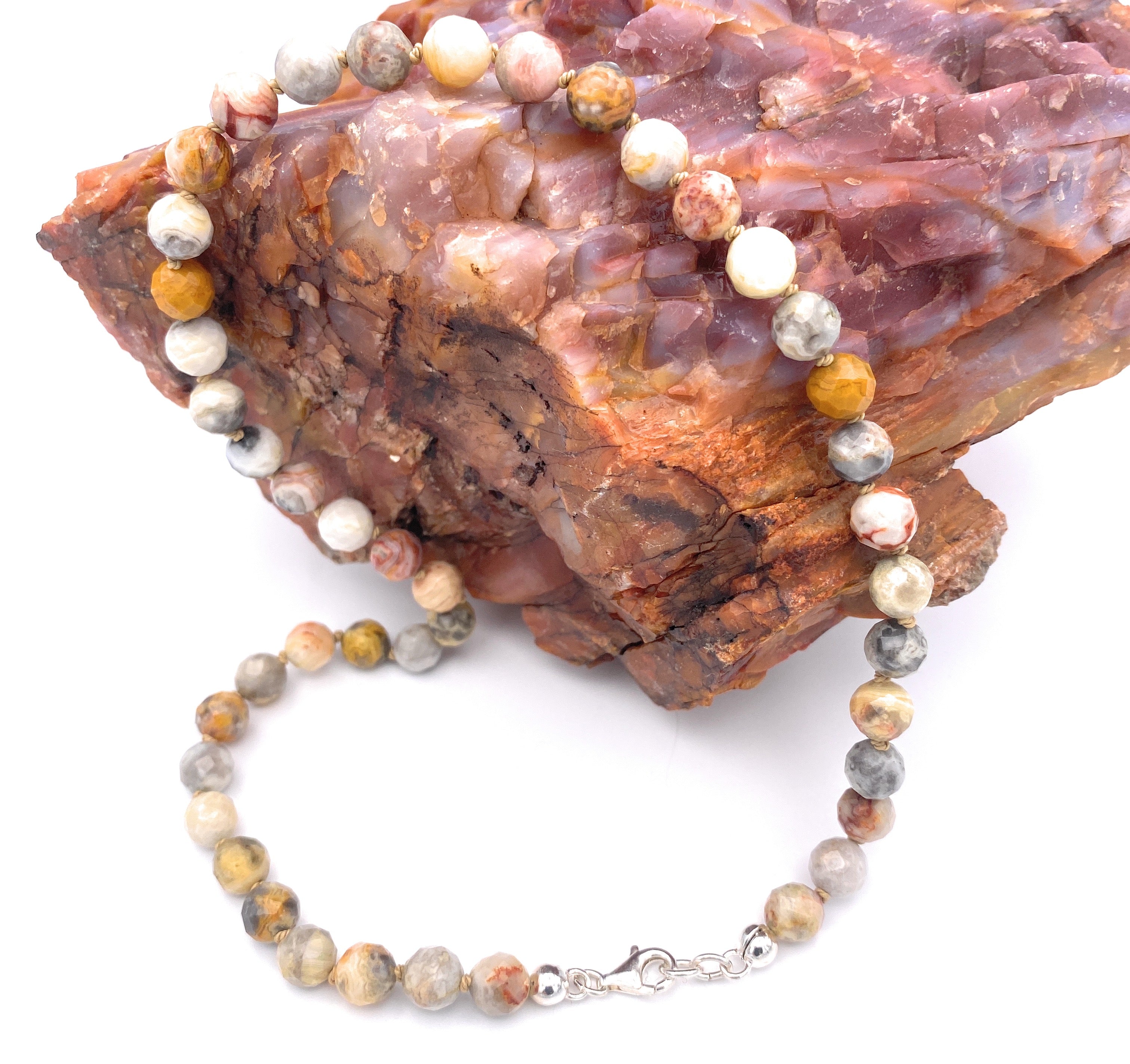 Facettierte Achat "Crazy-Lace" Halskette 8mm