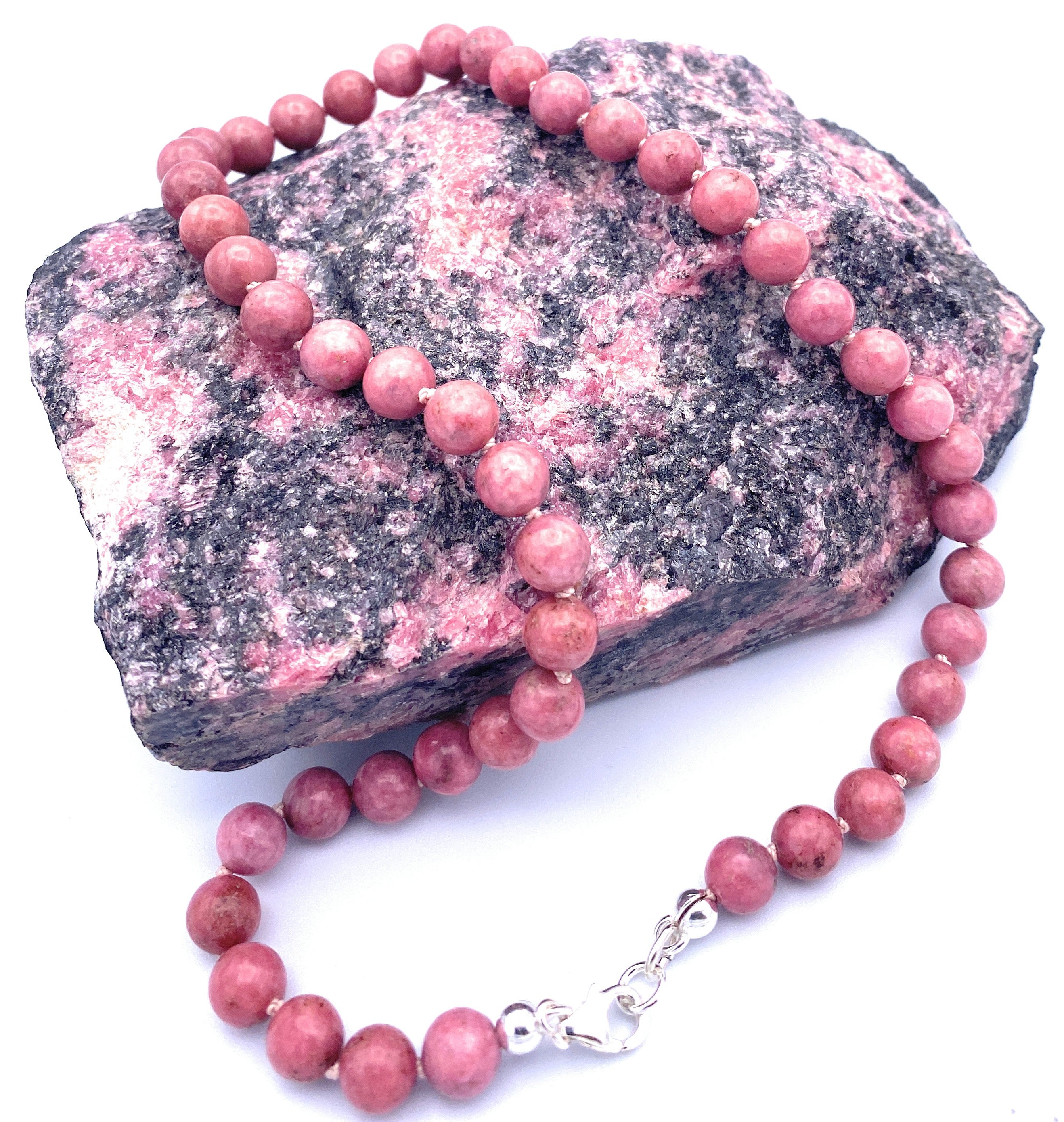 Rhodonit Kugel Halskette 8mm