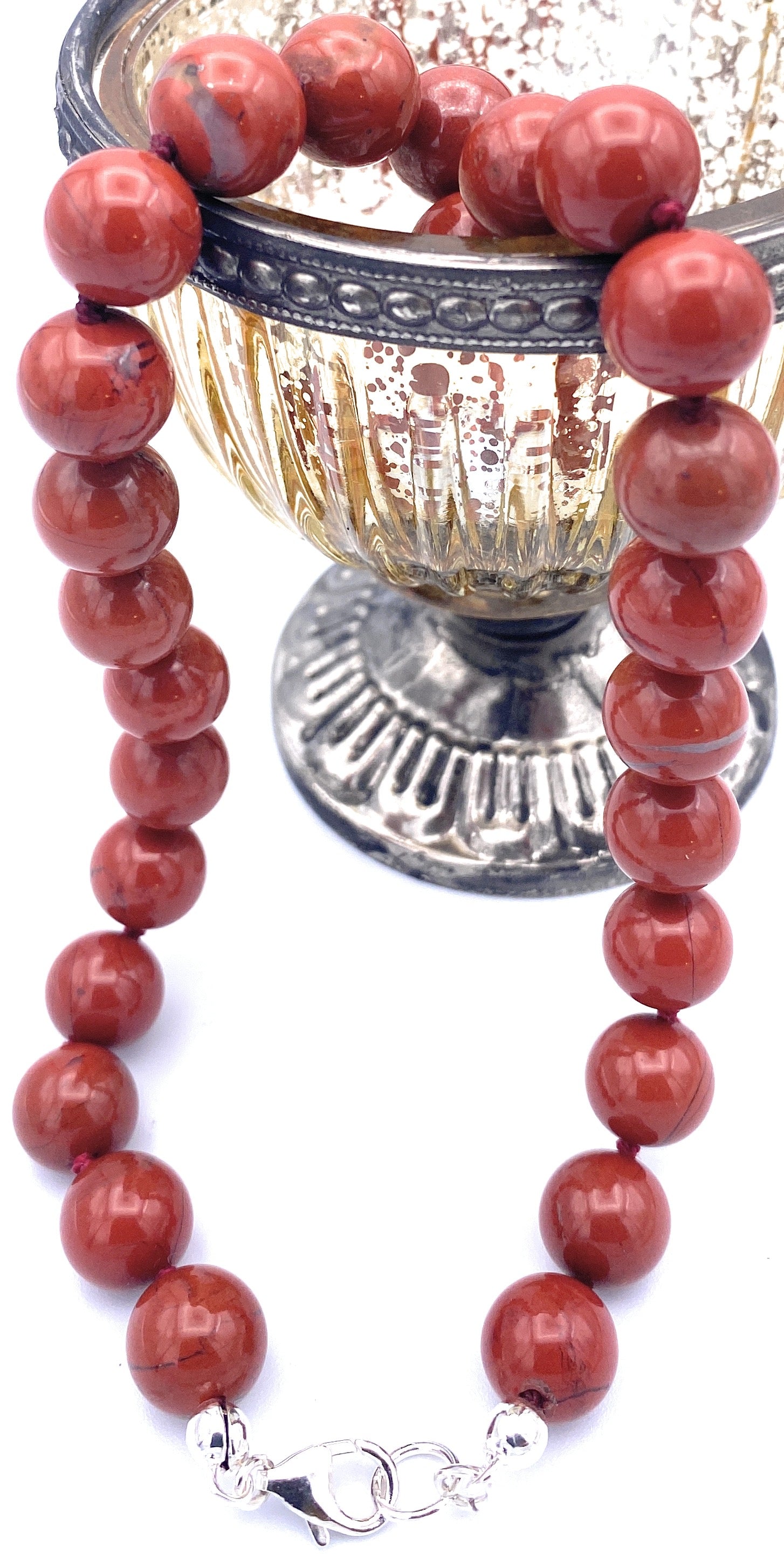 Roter Jaspis Kugel Halskette 12mm