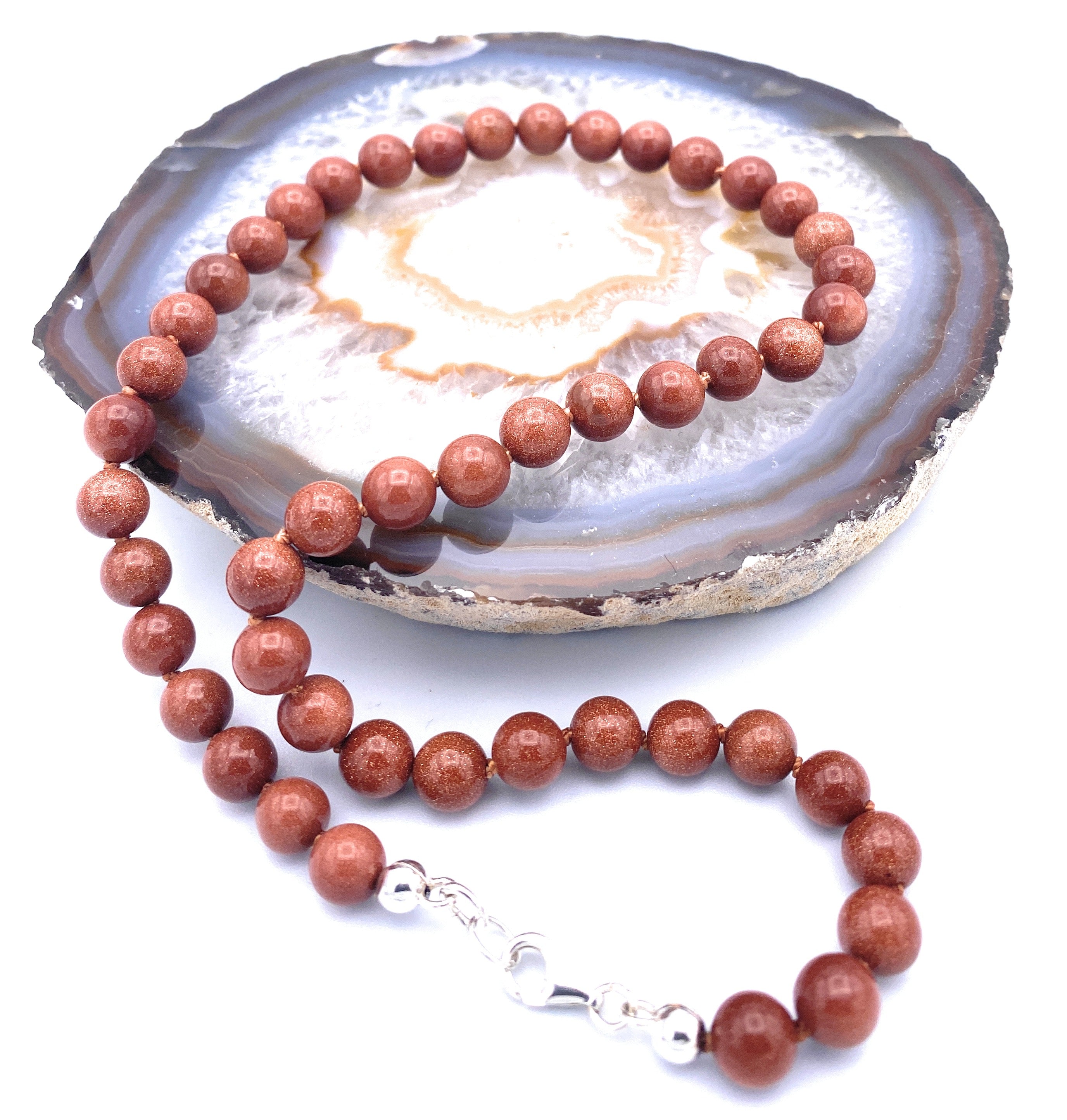 Goldfluss Kugel Halskette 8mm