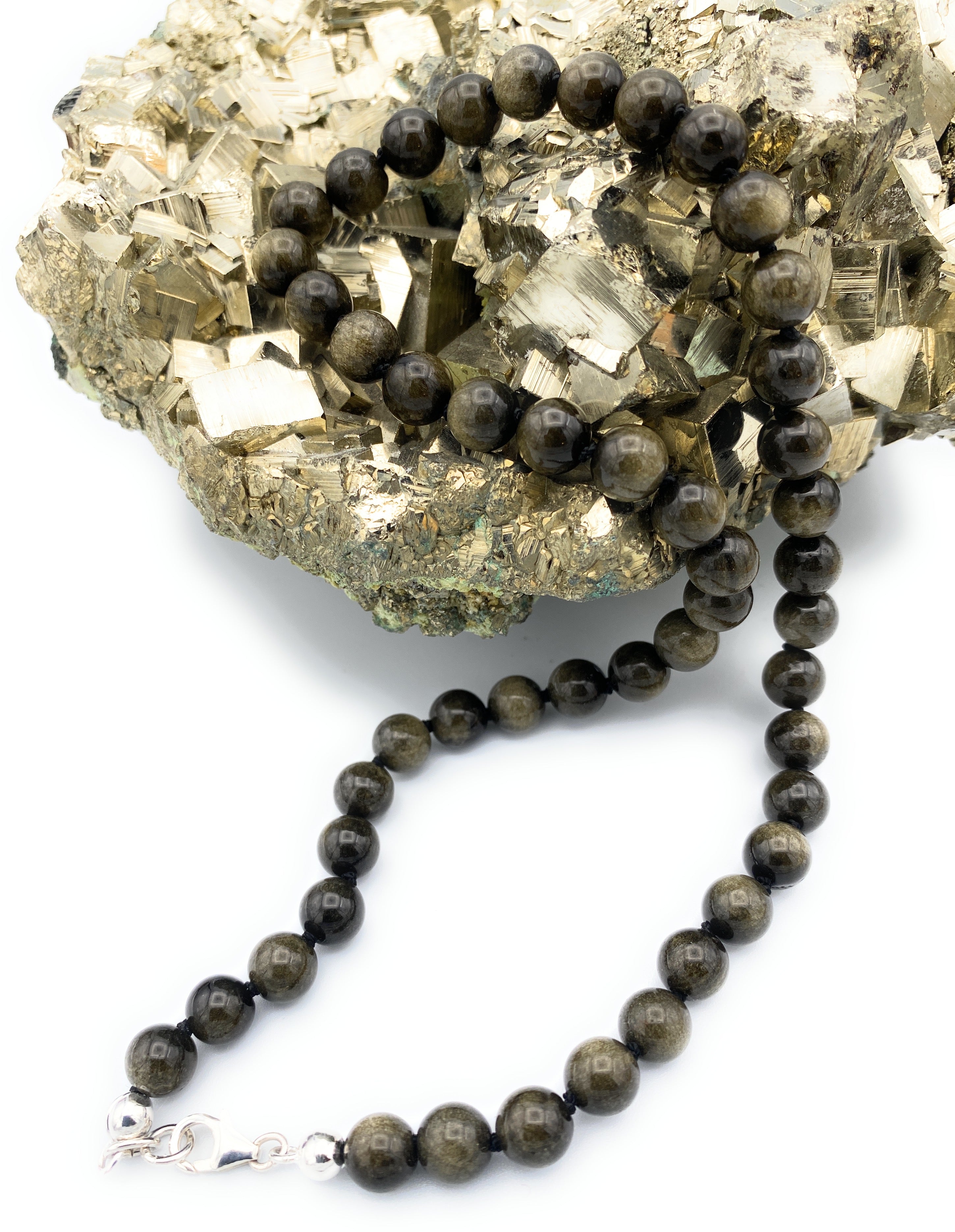 Gold-Obsidian Kugel Halskette 8mm