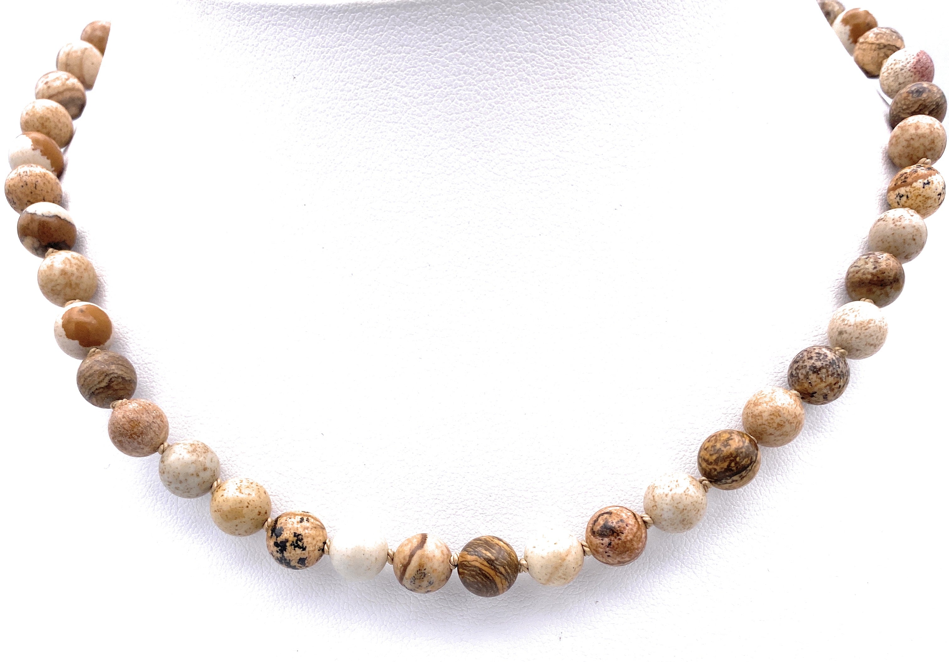 Landschafts-Jaspis Halskette 8 mm