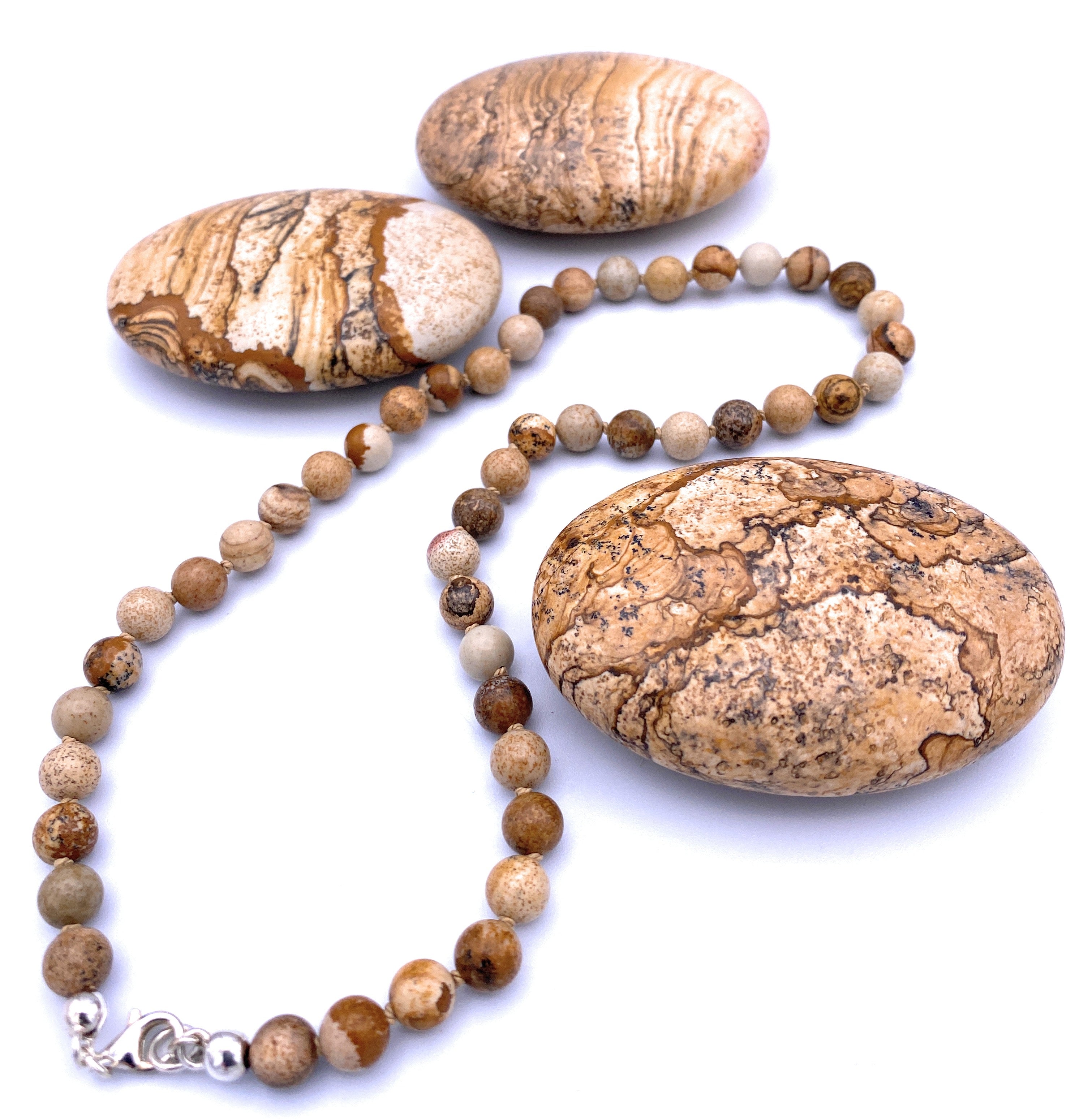 Landschafts-Jaspis Halskette 8 mm