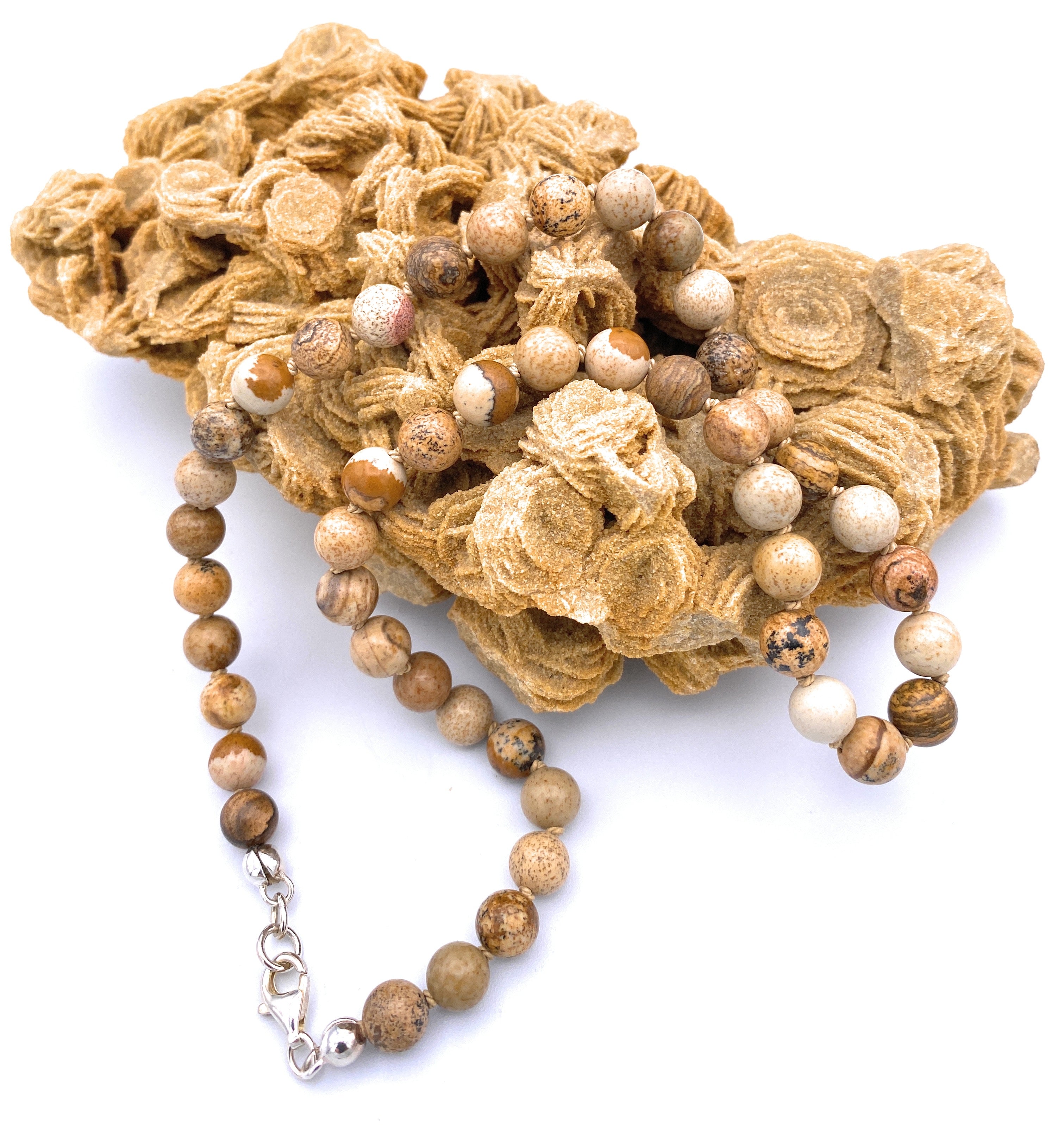 Landschafts-Jaspis Halskette 8 mm