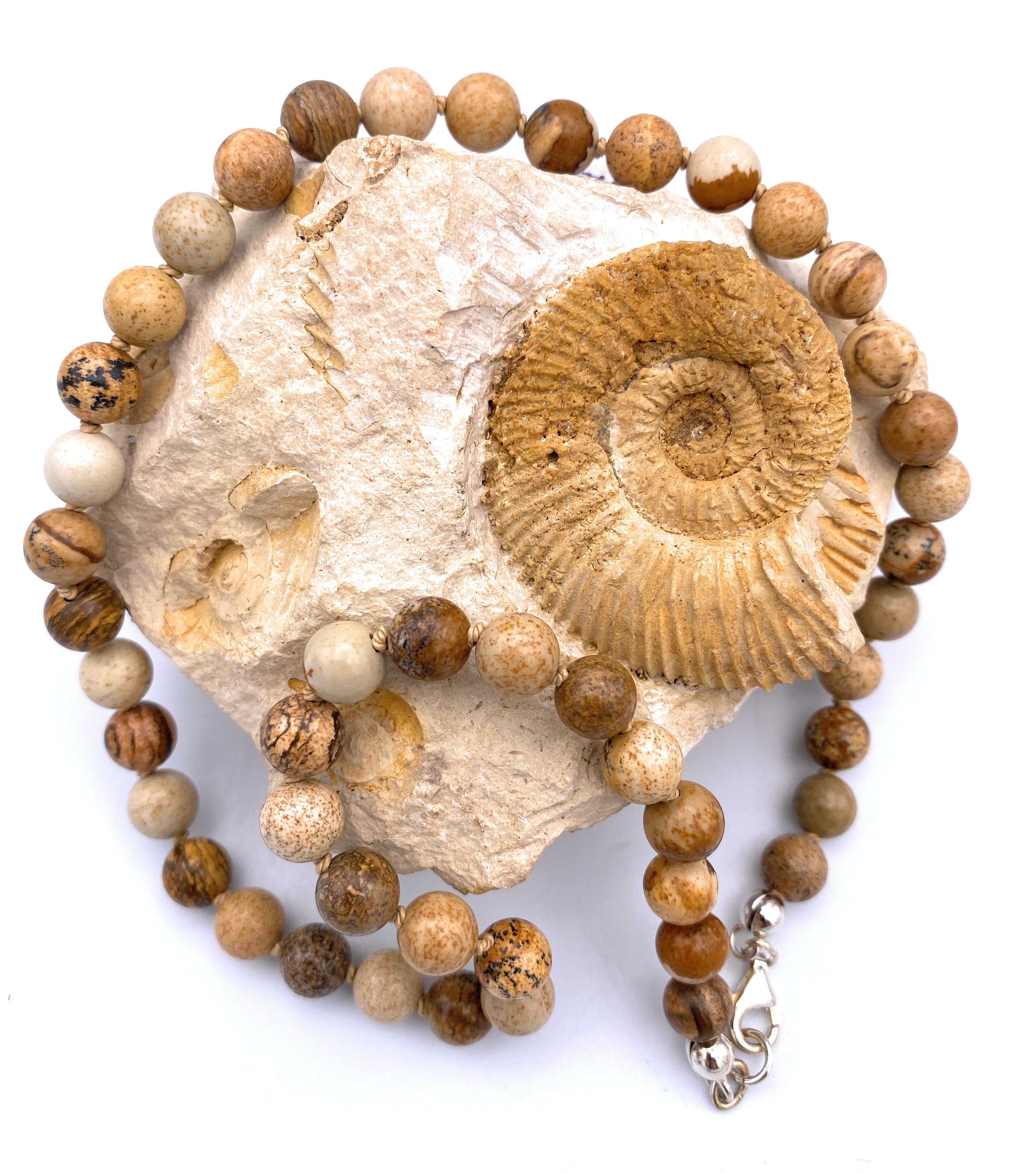 Landschafts-Jaspis Halskette 8 mm