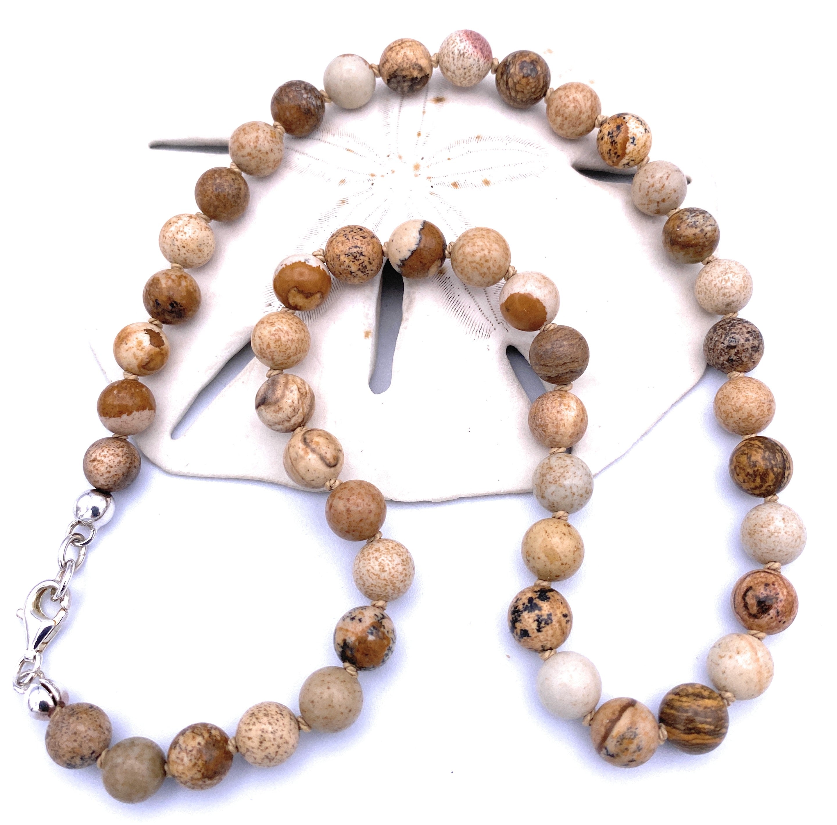 Landschafts-Jaspis Halskette 8 mm