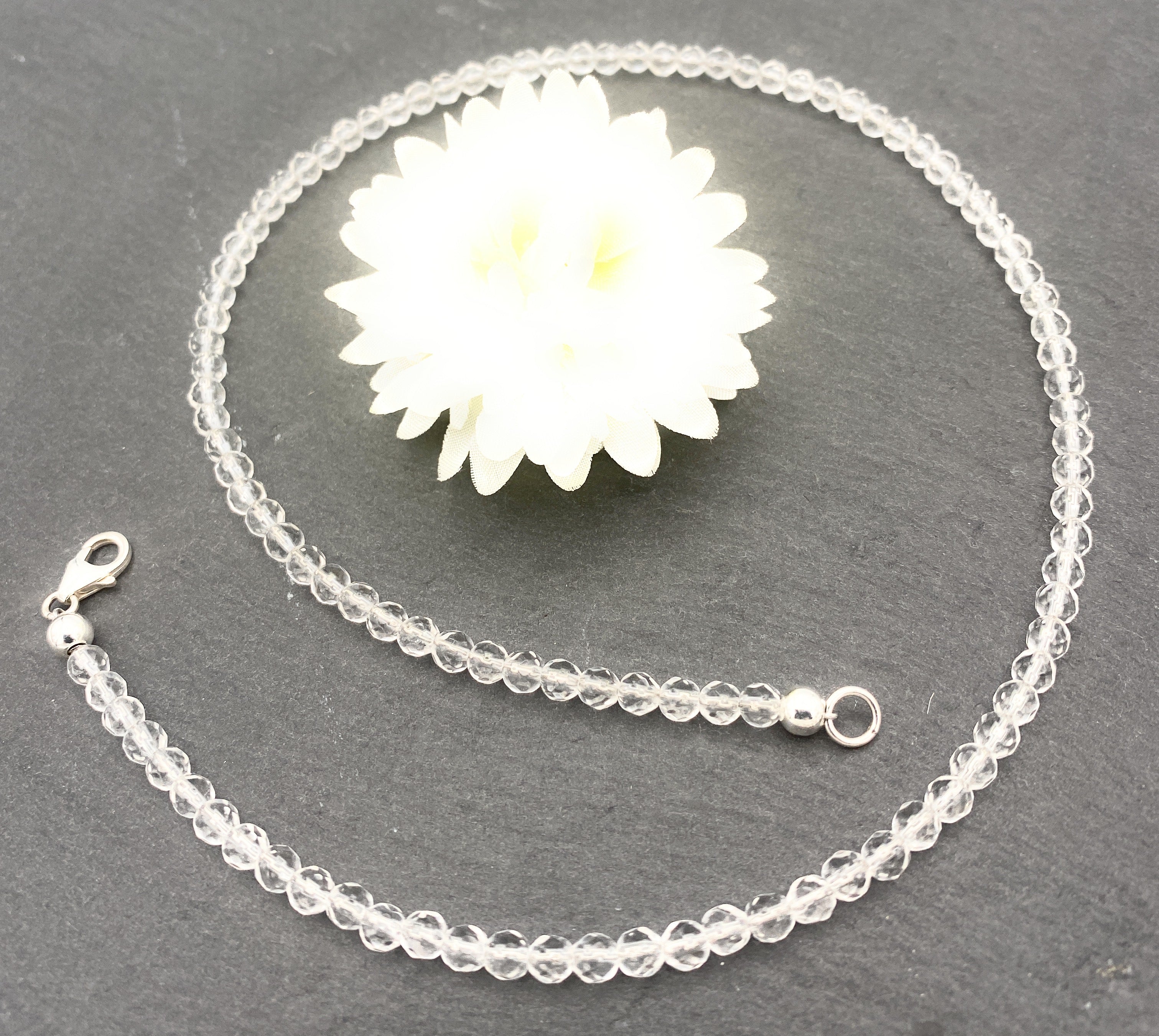 Facettierte Bergkristall Halskette 4mm