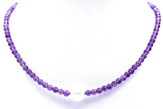 Amethyst Halskette mit Bergkristall Kugel