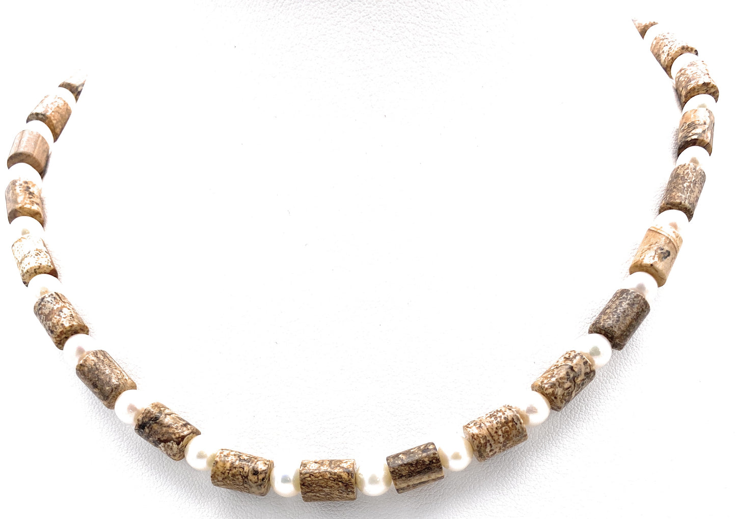 Landschafts-Jaspis Halskette mit Süßwasserperlen