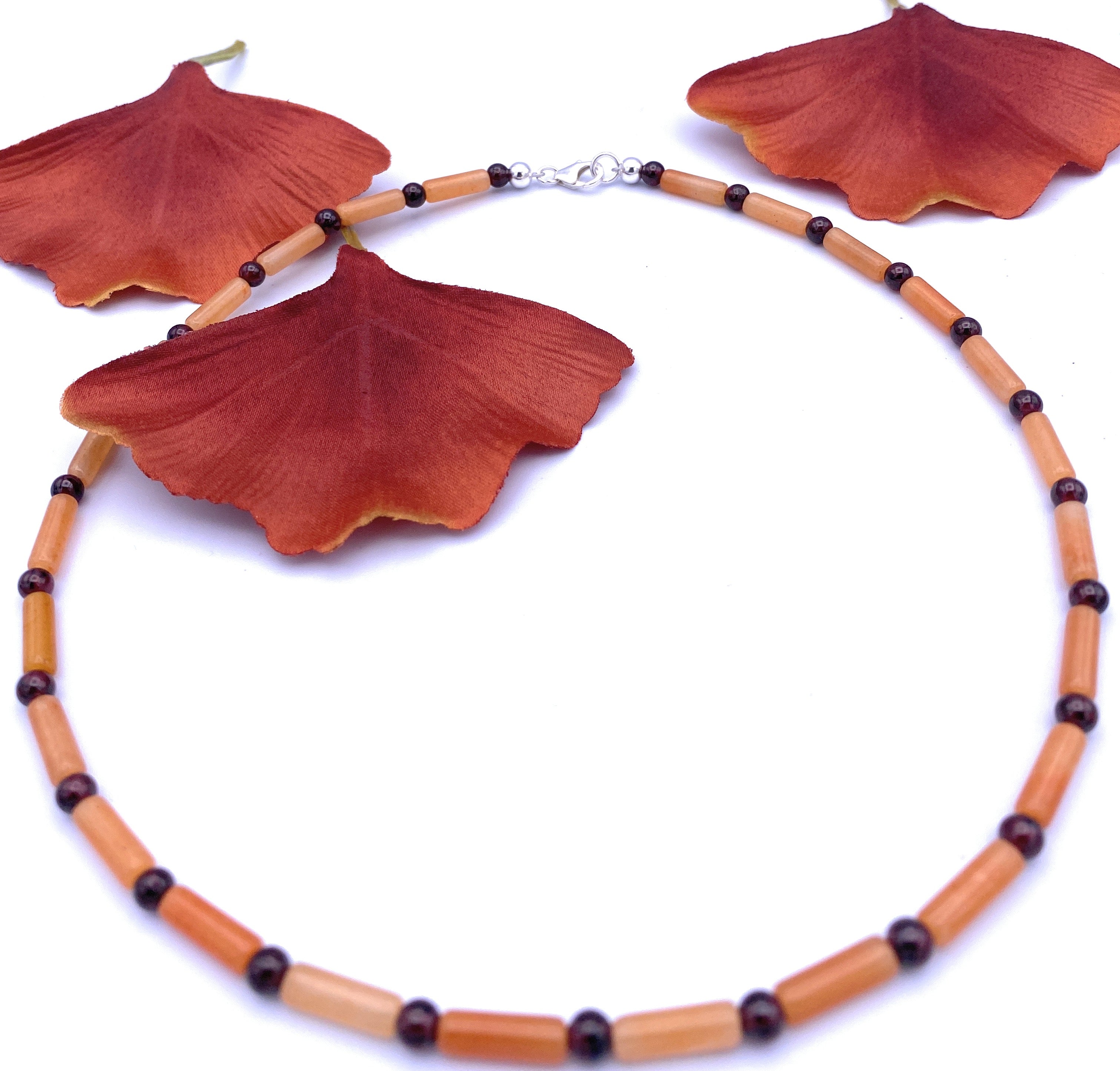 Aventurin orange Halskette mit Granat