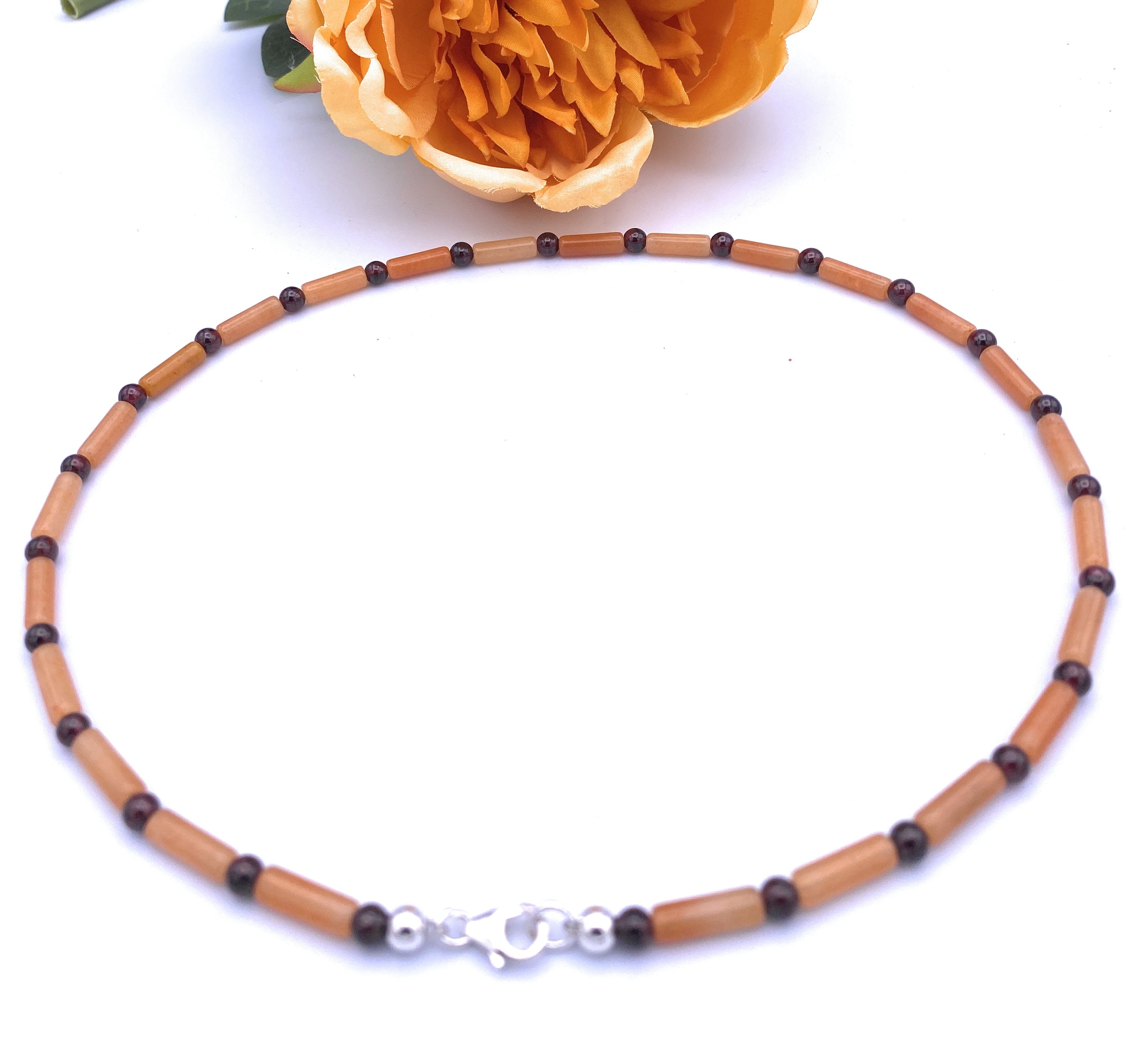 Aventurin orange Halskette mit Granat