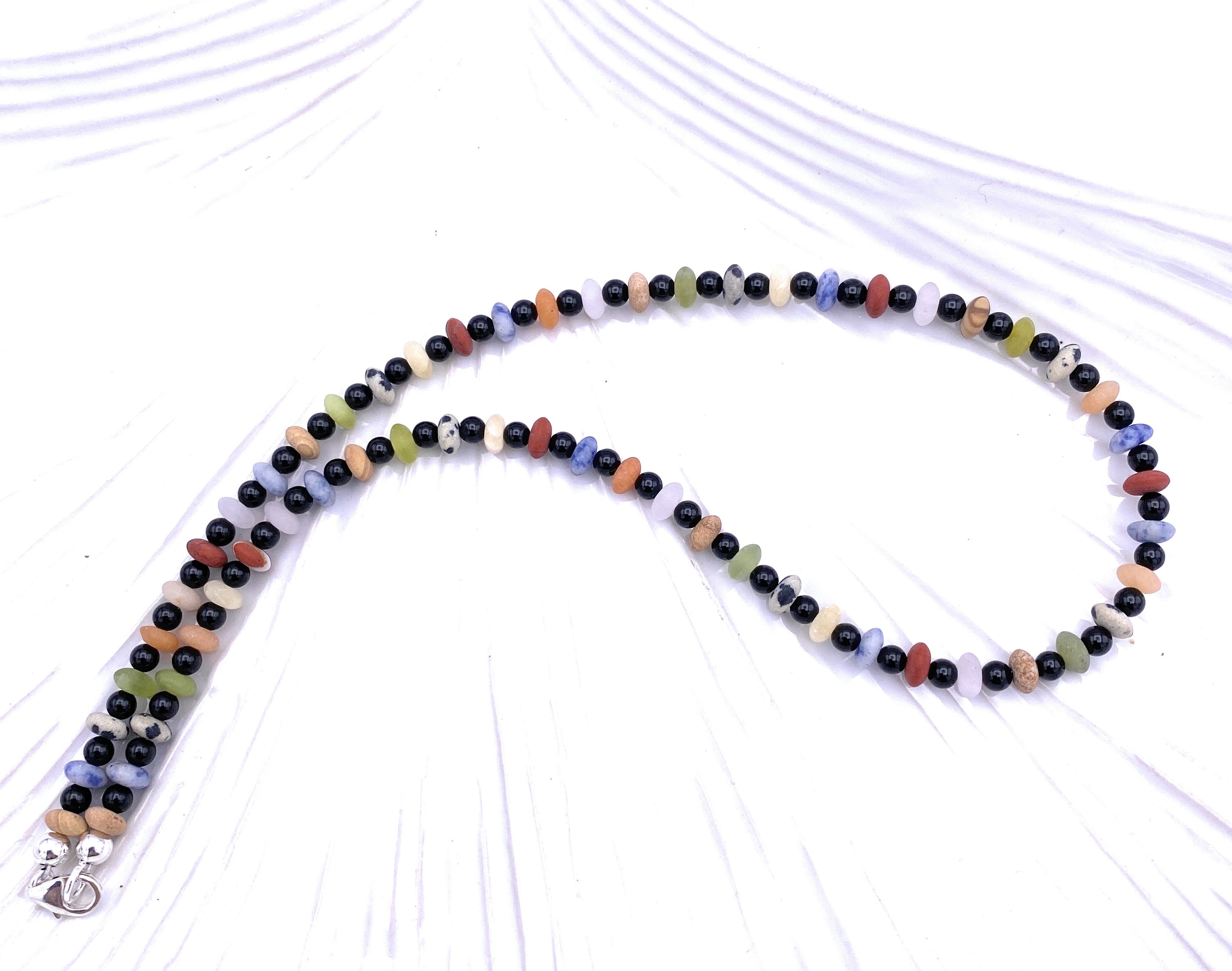 Onyx Halskette mit Edelstein Linsen