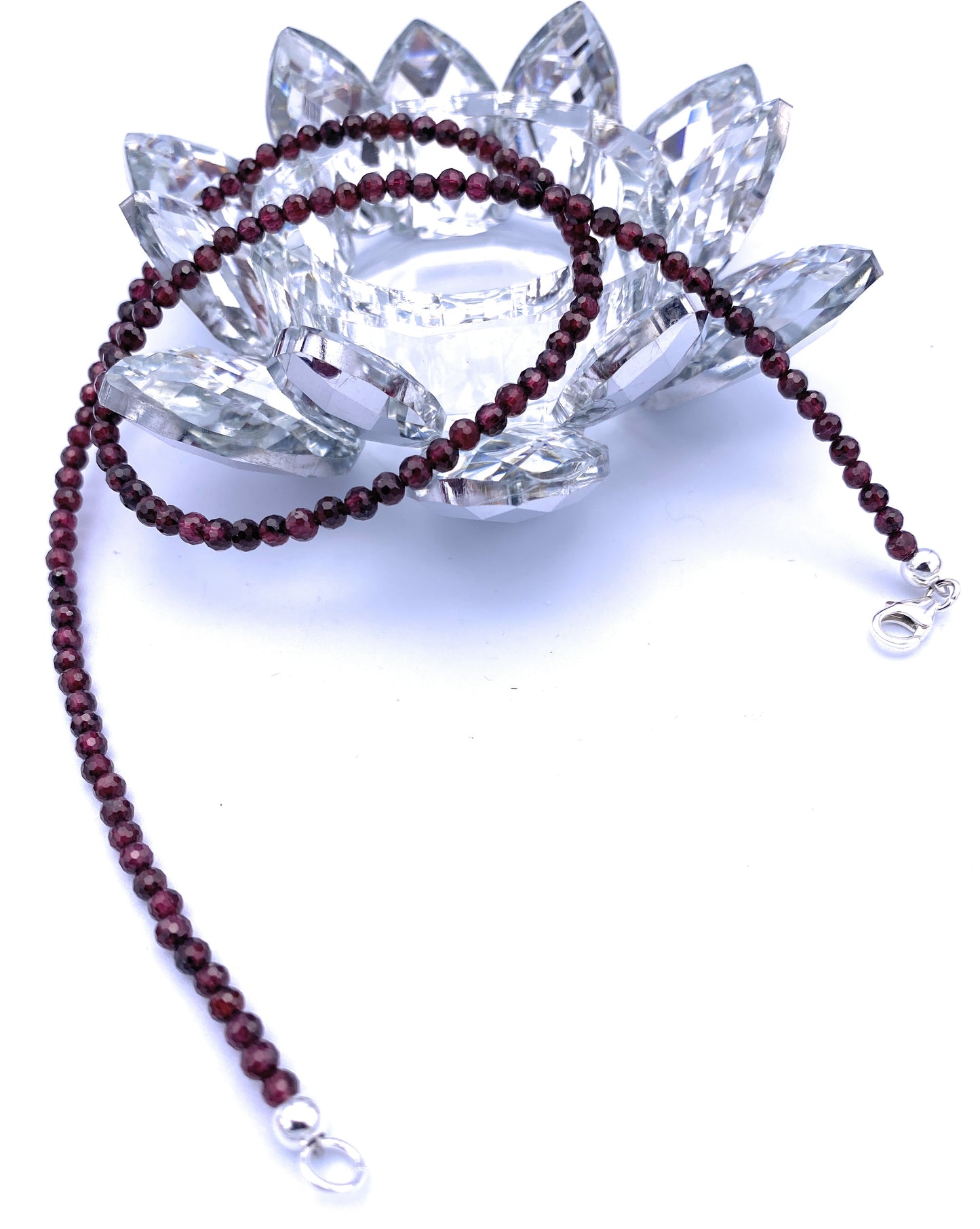 Facettierte Tiefrote Granat Halskette 4mm