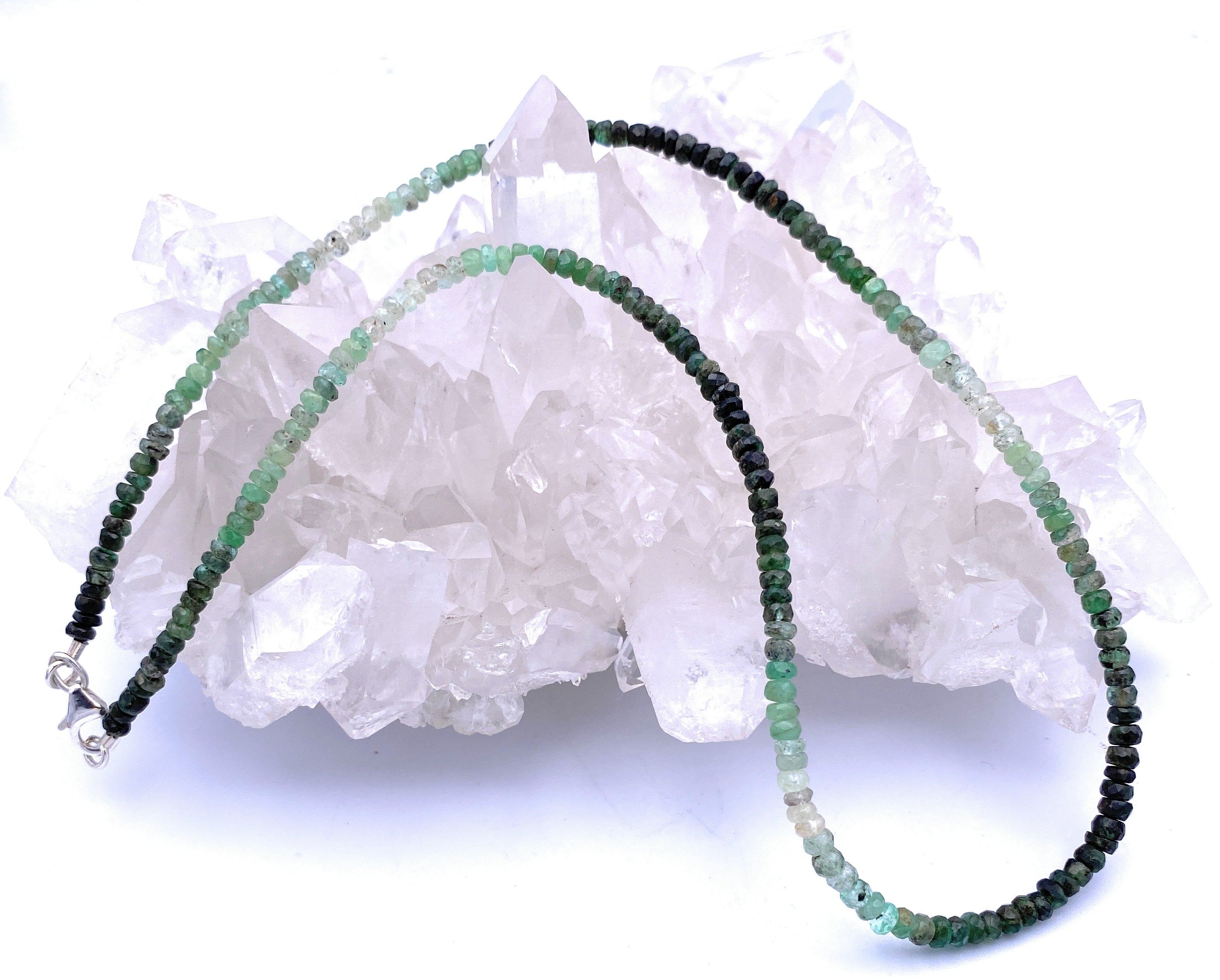 Facettierte Smaragd Linsen-Halskette 3mm