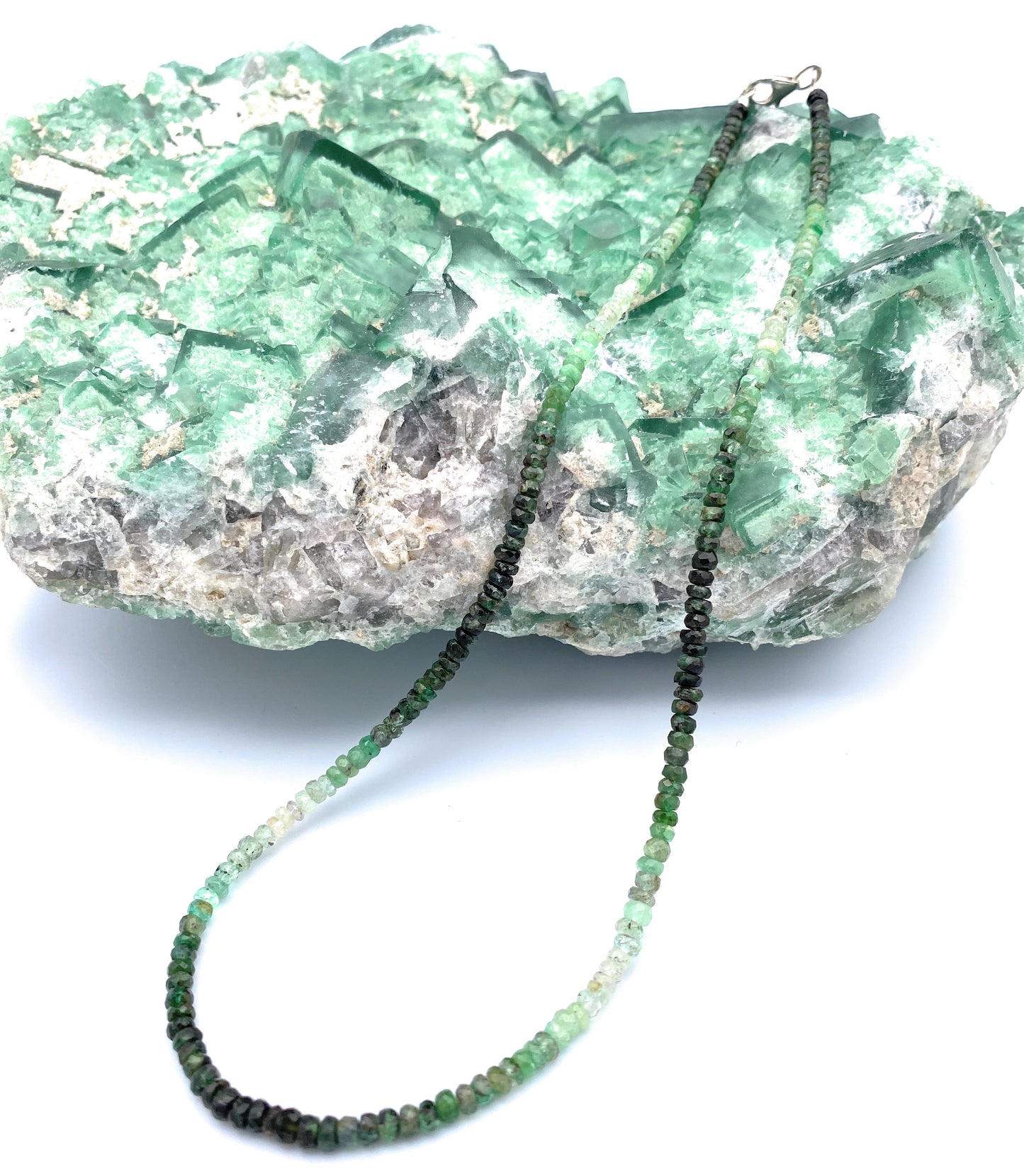 Facettierte Smaragd Linsen-Halskette 3mm