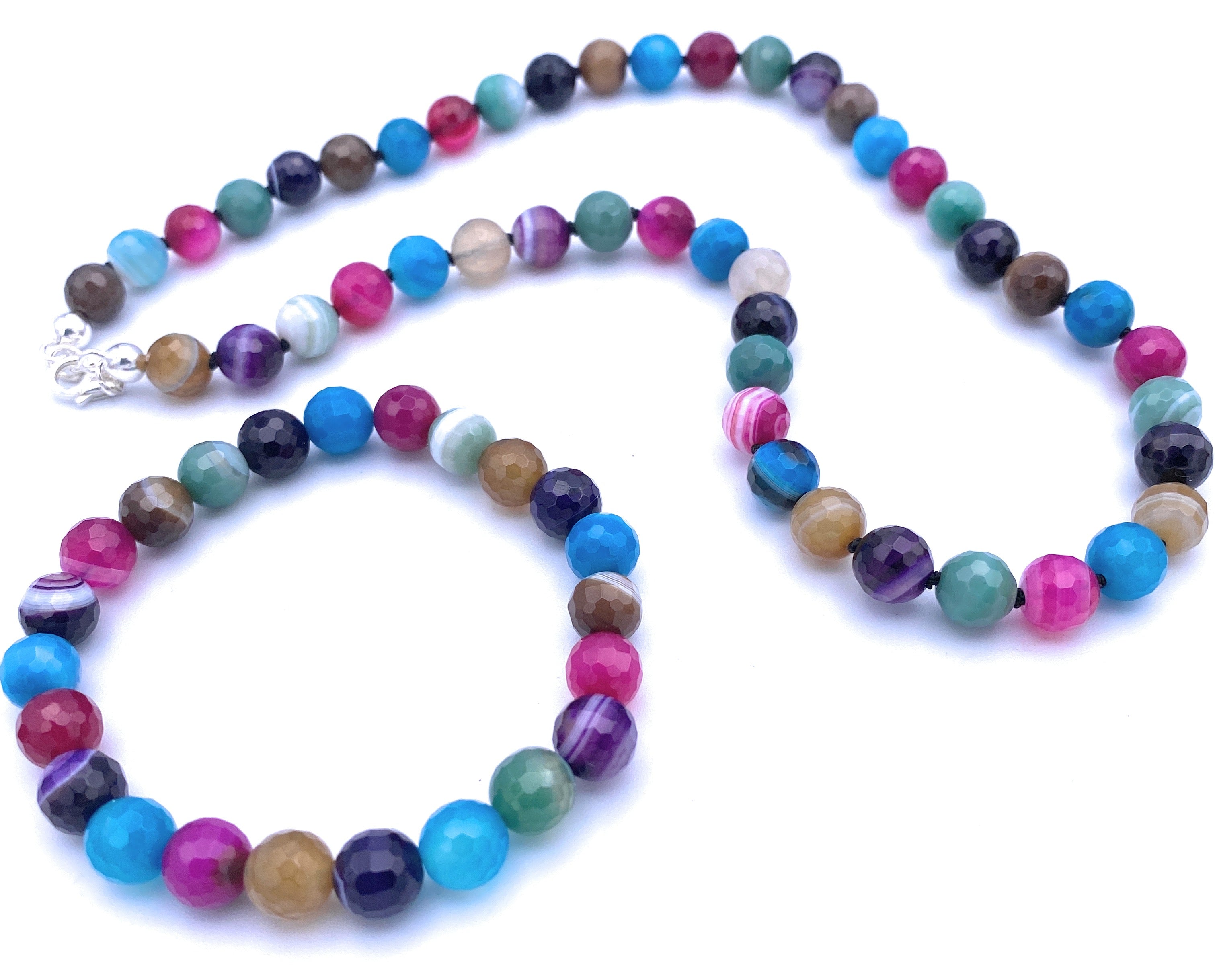 Facettierte Achat bunt Halskette 8mm