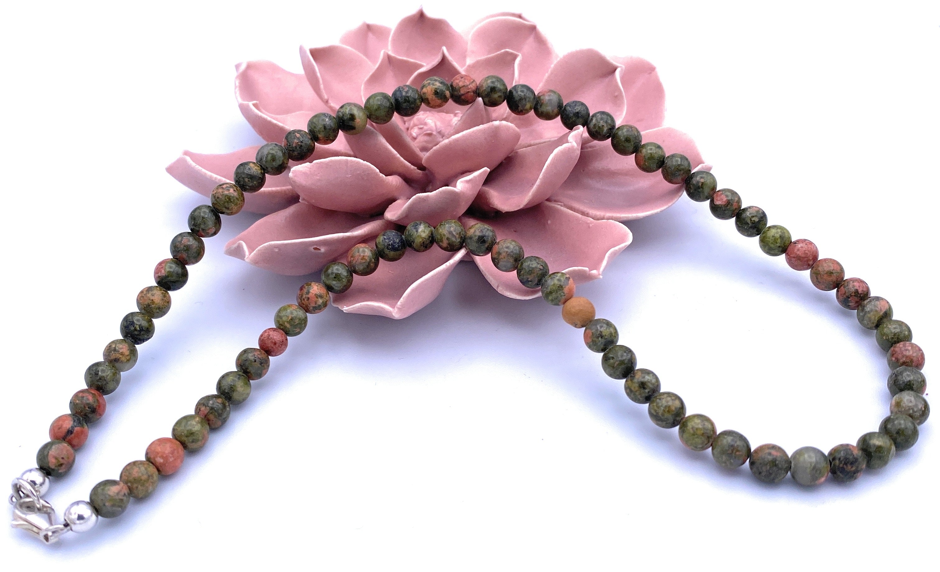 Epidot -Unakit Halskette