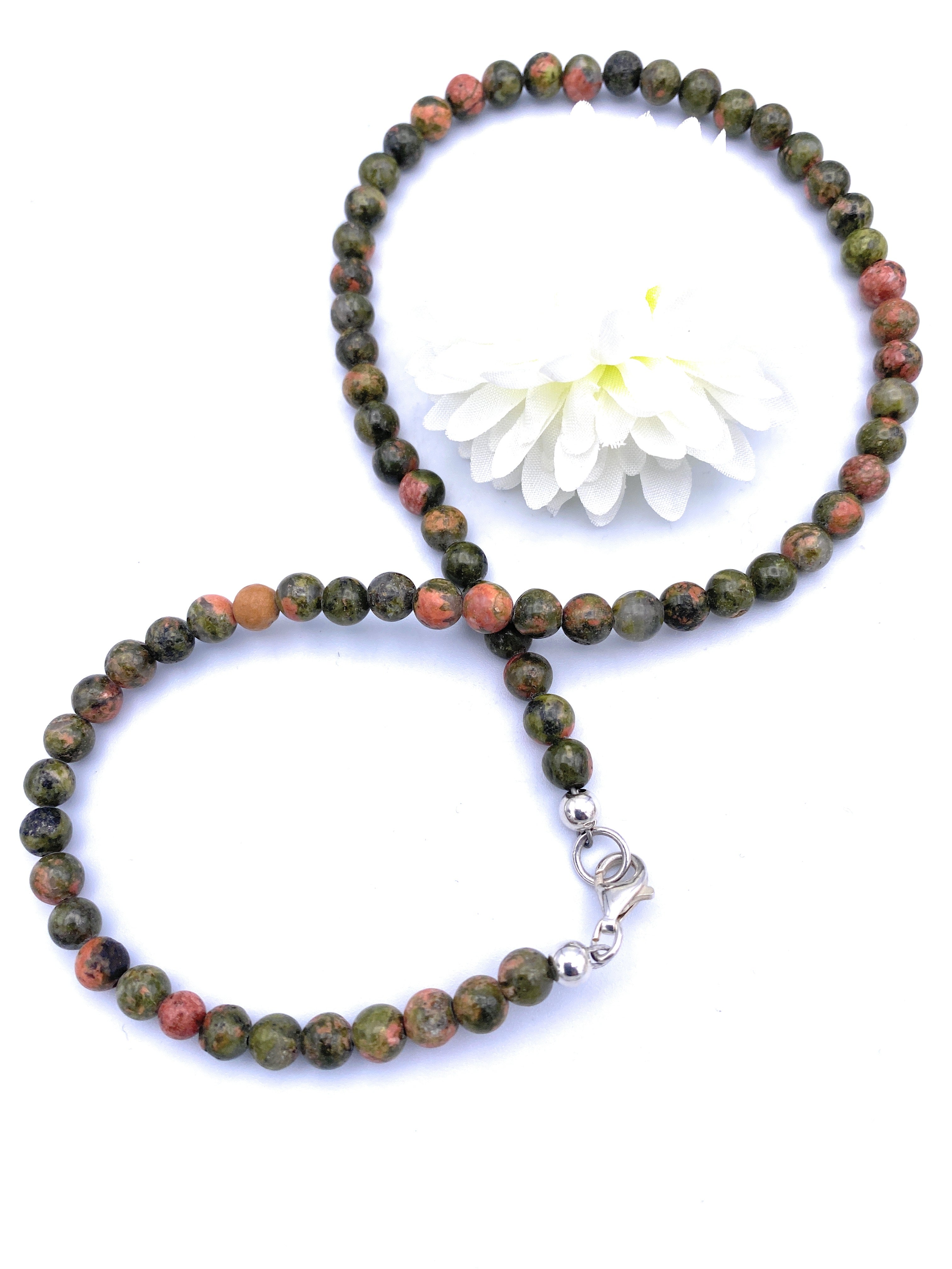 Epidot -Unakit Halskette