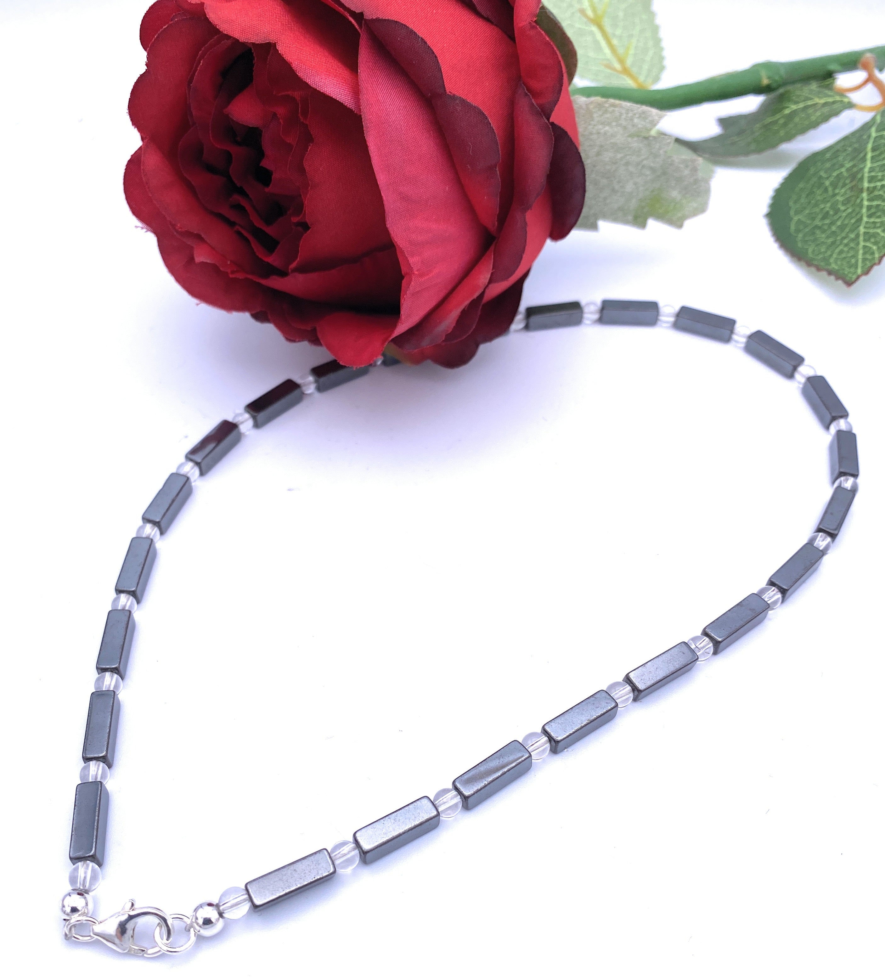 Hämatin Rechteck-Kette mit Bergkristall