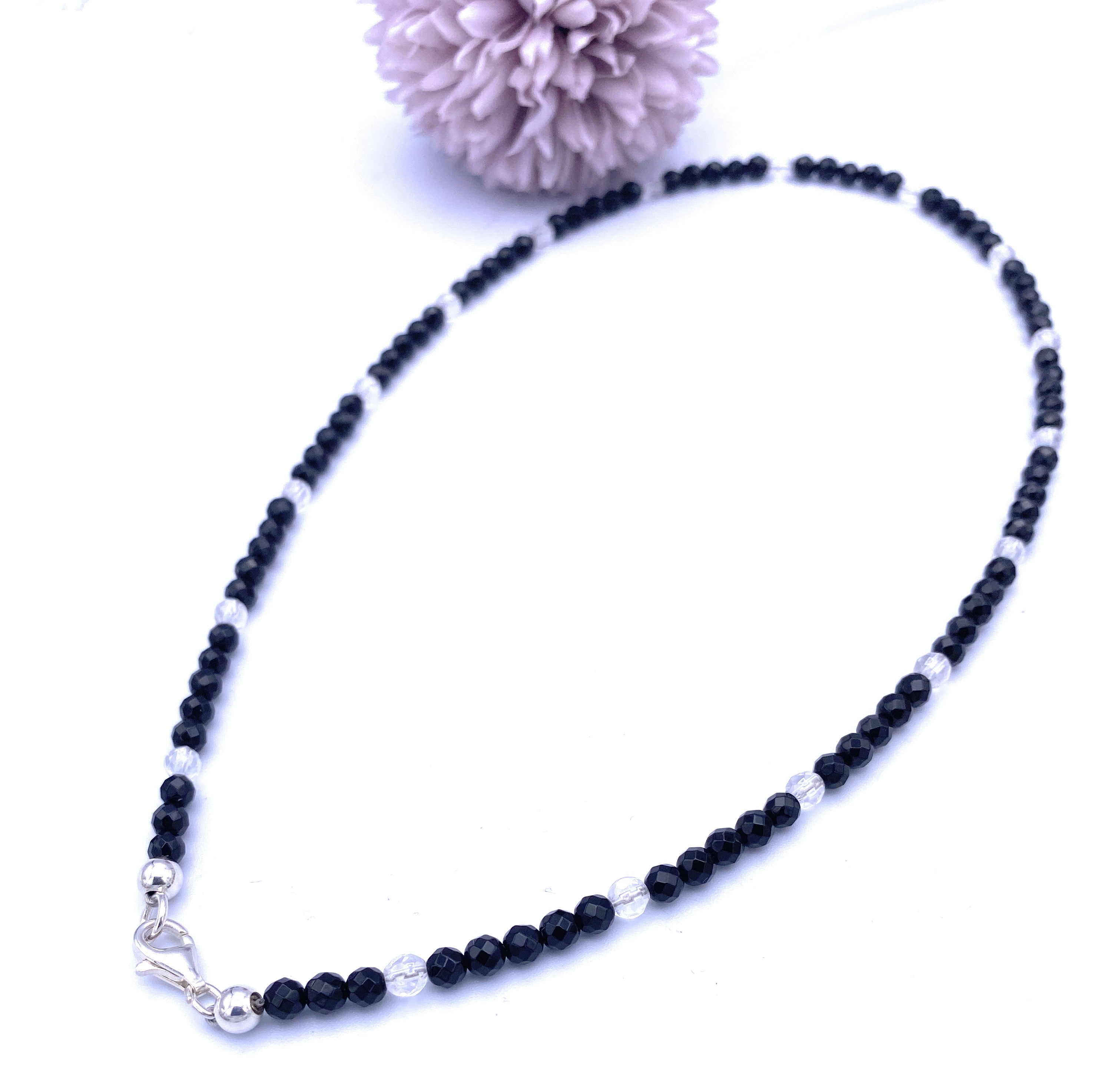 Onyx Halskette mit Bergkristall